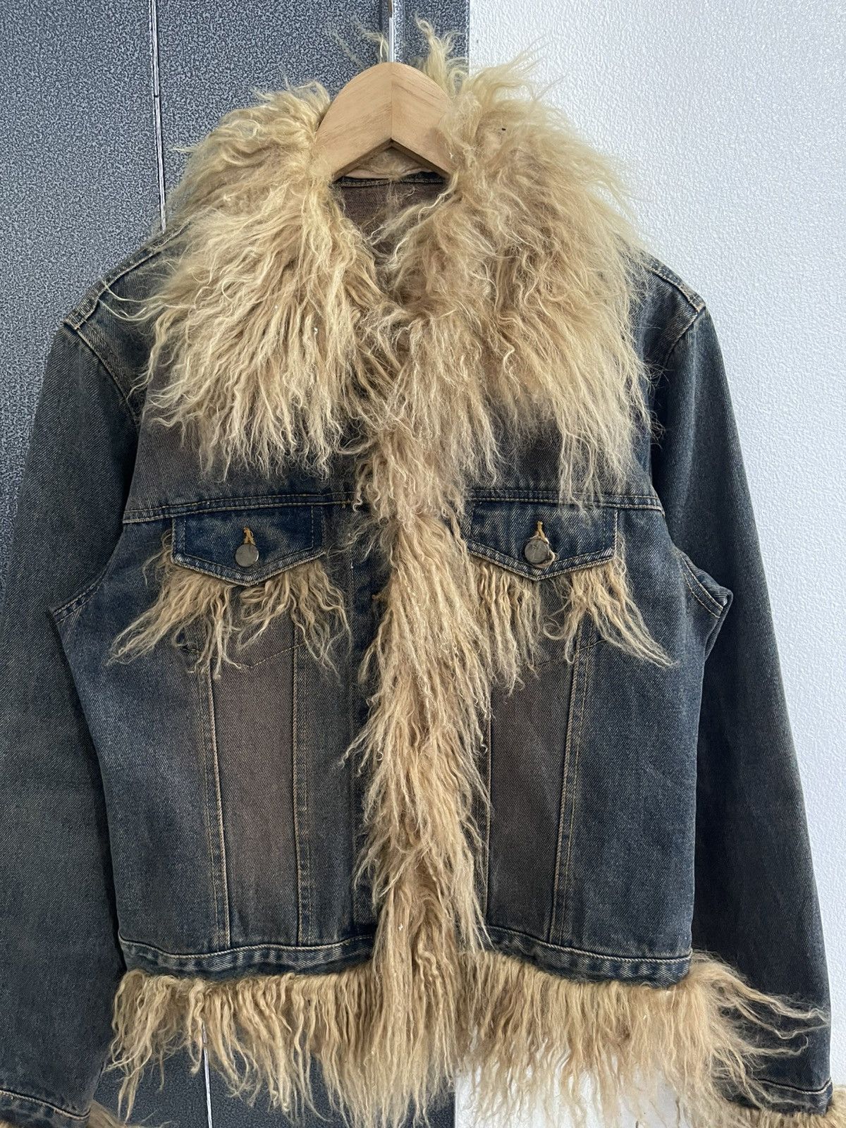 Japanese Brand Vintage Unbrand Faux Fur Collar Denim Jacket Size L / US 10 / IT 46 - 5 Thumbnail