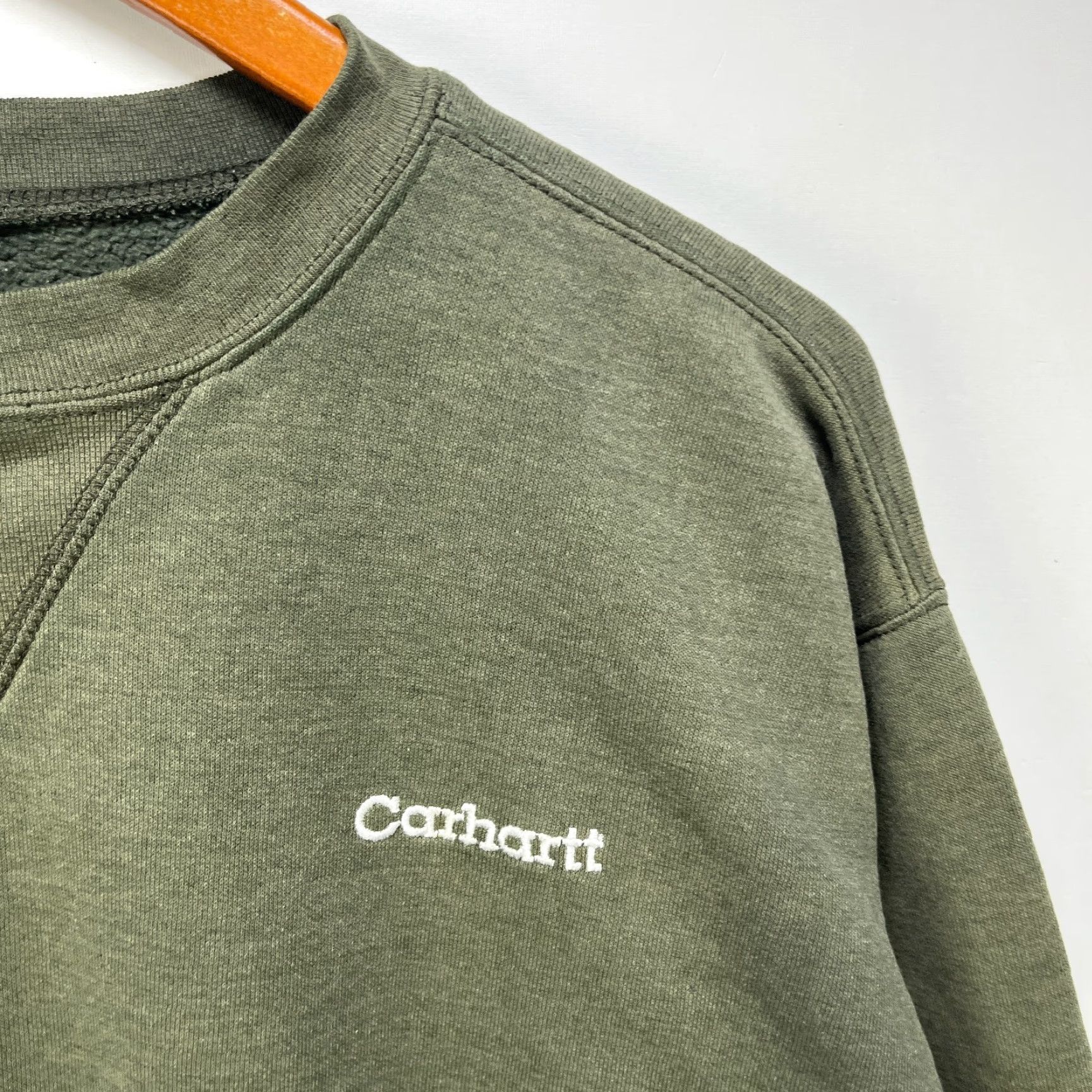 Carhartt VINTAGE Carhartt Sweatshirt 90s Solid Olive Green L Mens Pullover Crew Neck Long Sleeve Cotton Fleece Logo Size US L / EU 52-54 / 3 - 3 Thumbnail
