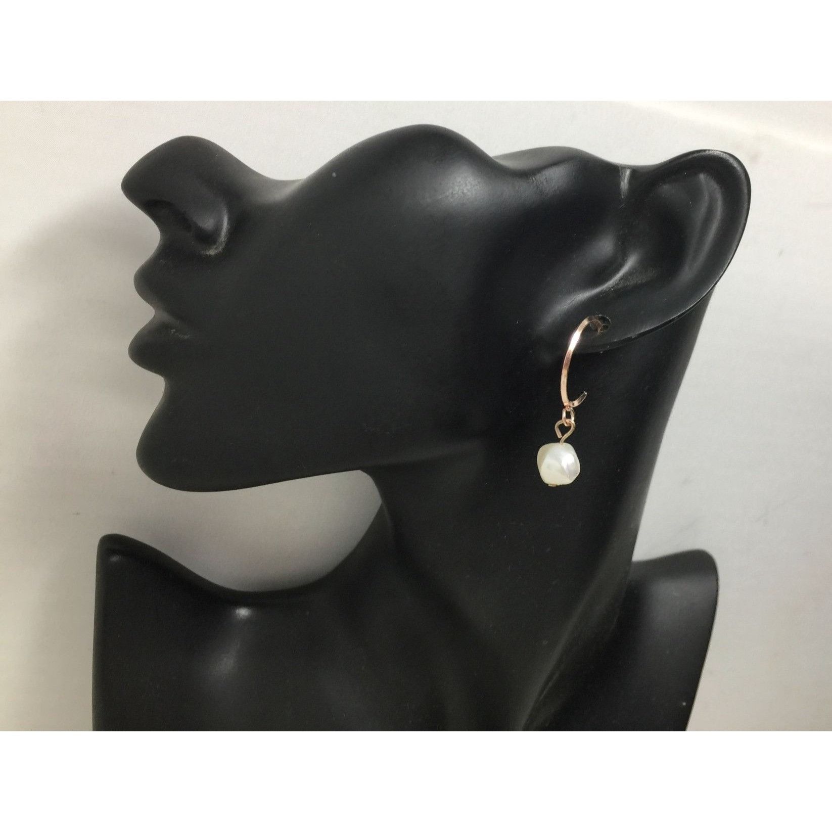 Other Women's Rose Gold Hoop Earrings with Faux White Pearl Size ONE SIZE - 3 Thumbnail