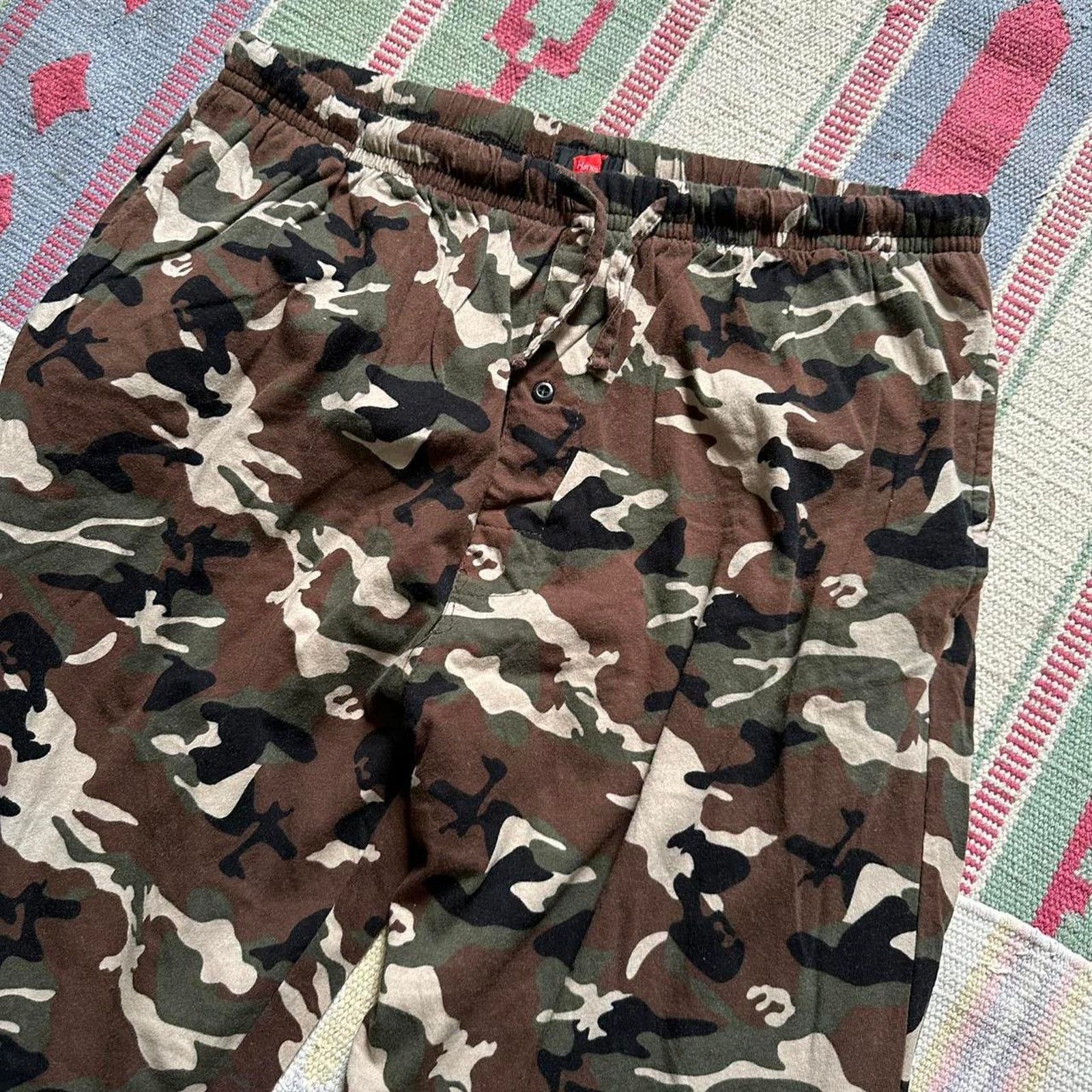 Hanes Vintage 2000s Hanes Camo Baggy PJ Pajama Pants Sweatpants Size US 34 / EU 50 - 5 Thumbnail