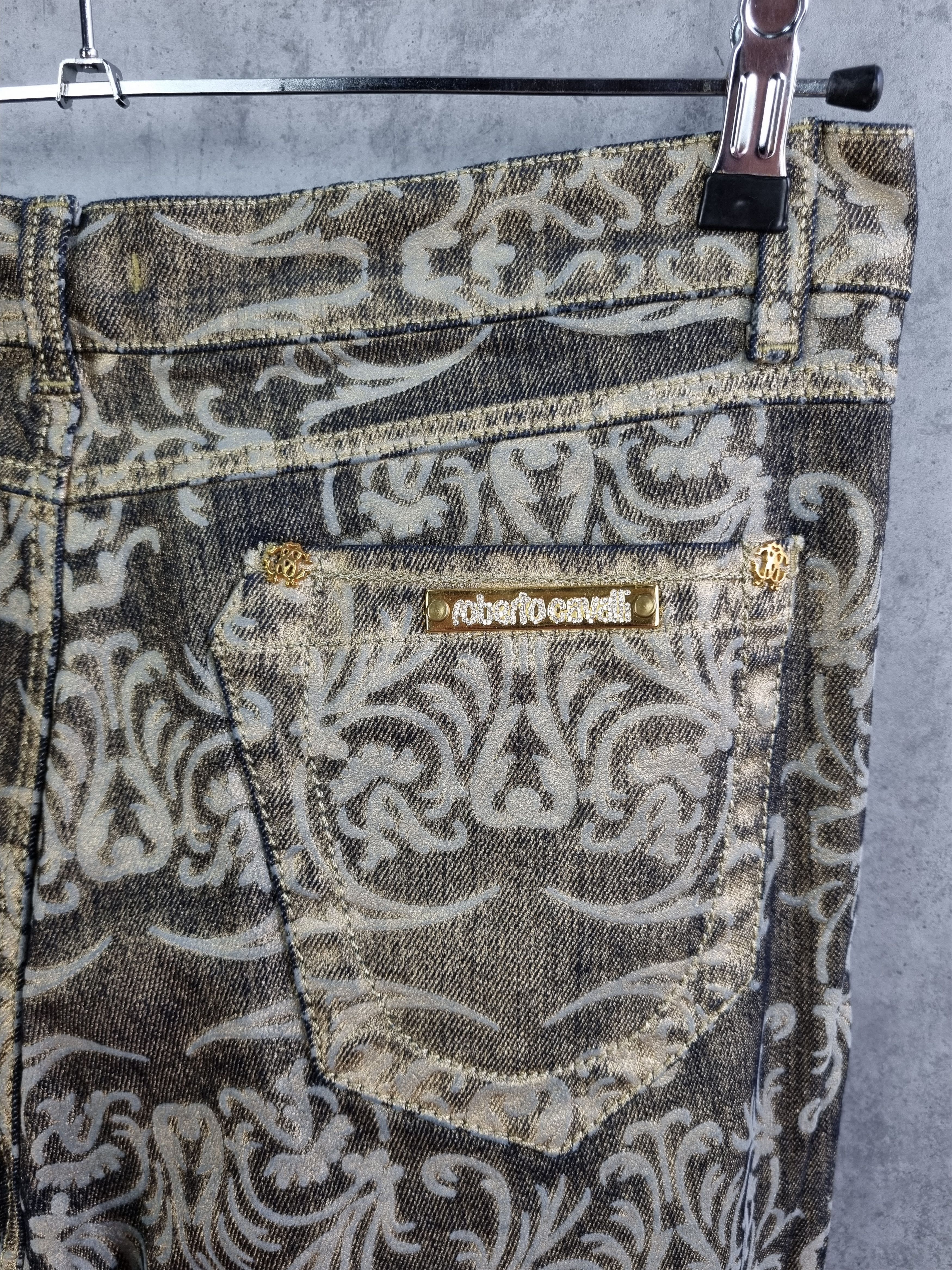 Roberto Cavalli Roberto Cavalli Golden Denim Art Design Exclusive Jeans Size US 33 - 6 Thumbnail