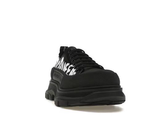 Alexander McQueen o1w1db10725 Graffiti Tread Slick Lace Up in Black Size US 12 / EU 45 - 2 Thumbnail