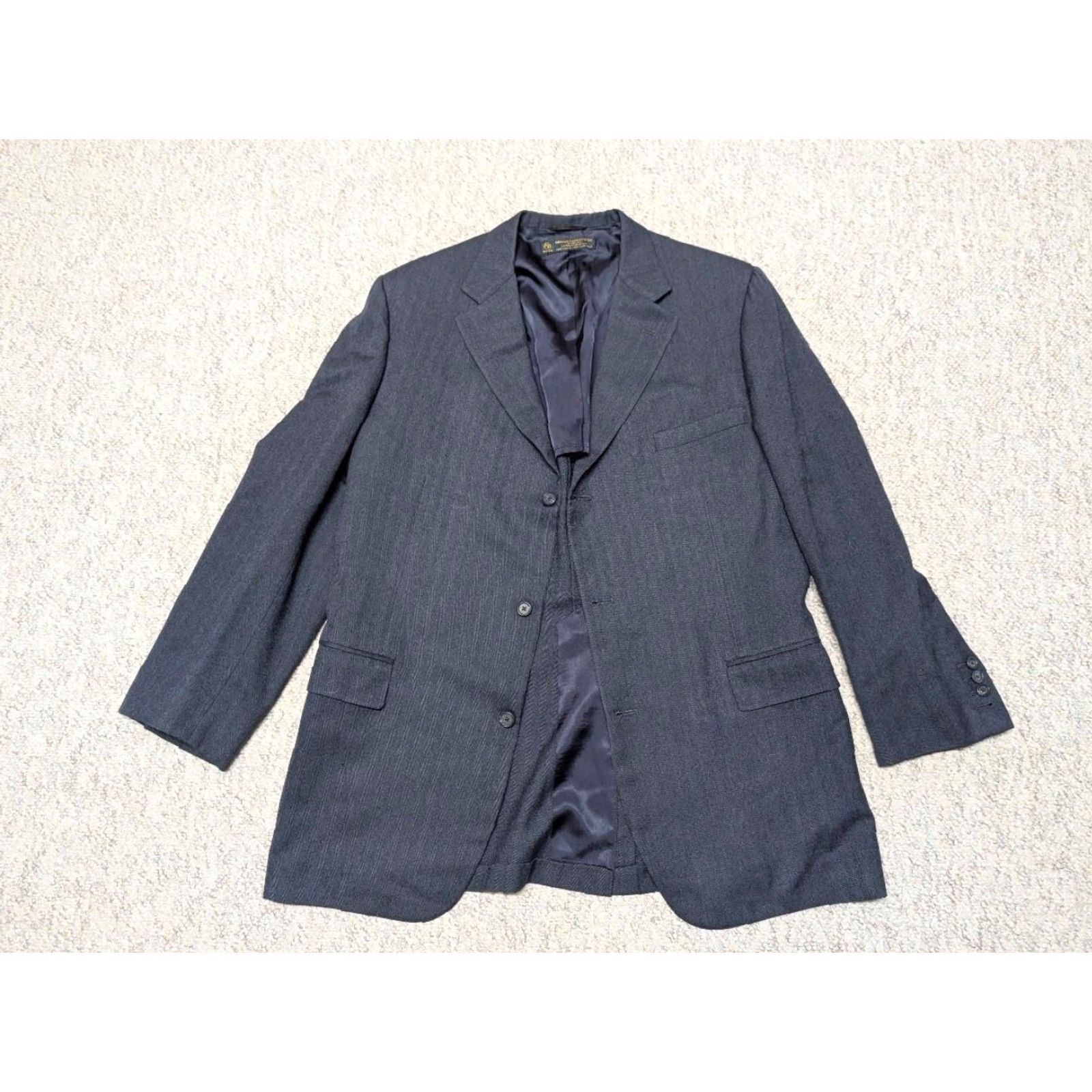 Brooks Brothers VINTAGE Brooks Brothers blazer 46L Blue Wool Tweed Herringbone Tailored 3-Button Notch Single-Breasted USA Made Mens Blazer Size 46R - 4 Thumbnail