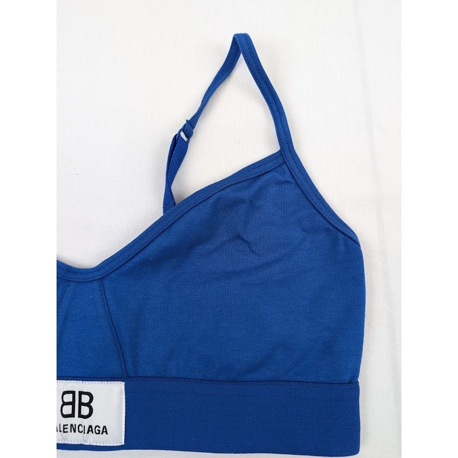 Balenciaga o1rshd1 Size: M / Soft Jersey Patch Sport Bra in Blue Size ONE SIZE - 7 Thumbnail