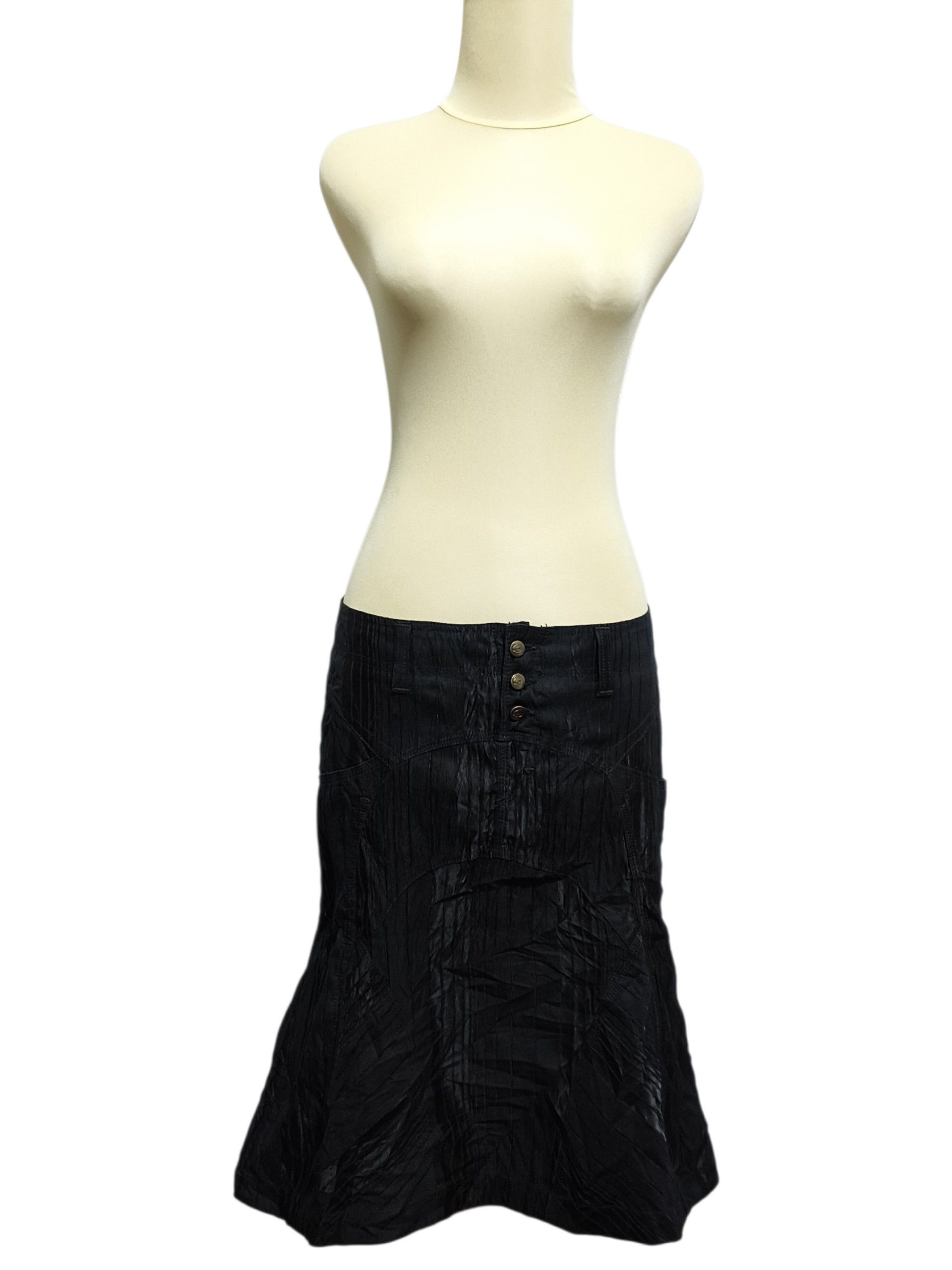 Just Cavalli Just Cavalli Gothic and Punk Crinkle Panel Midi Skirt Dark Size 30" / US 8 / IT 44 - 1 Thumbnail