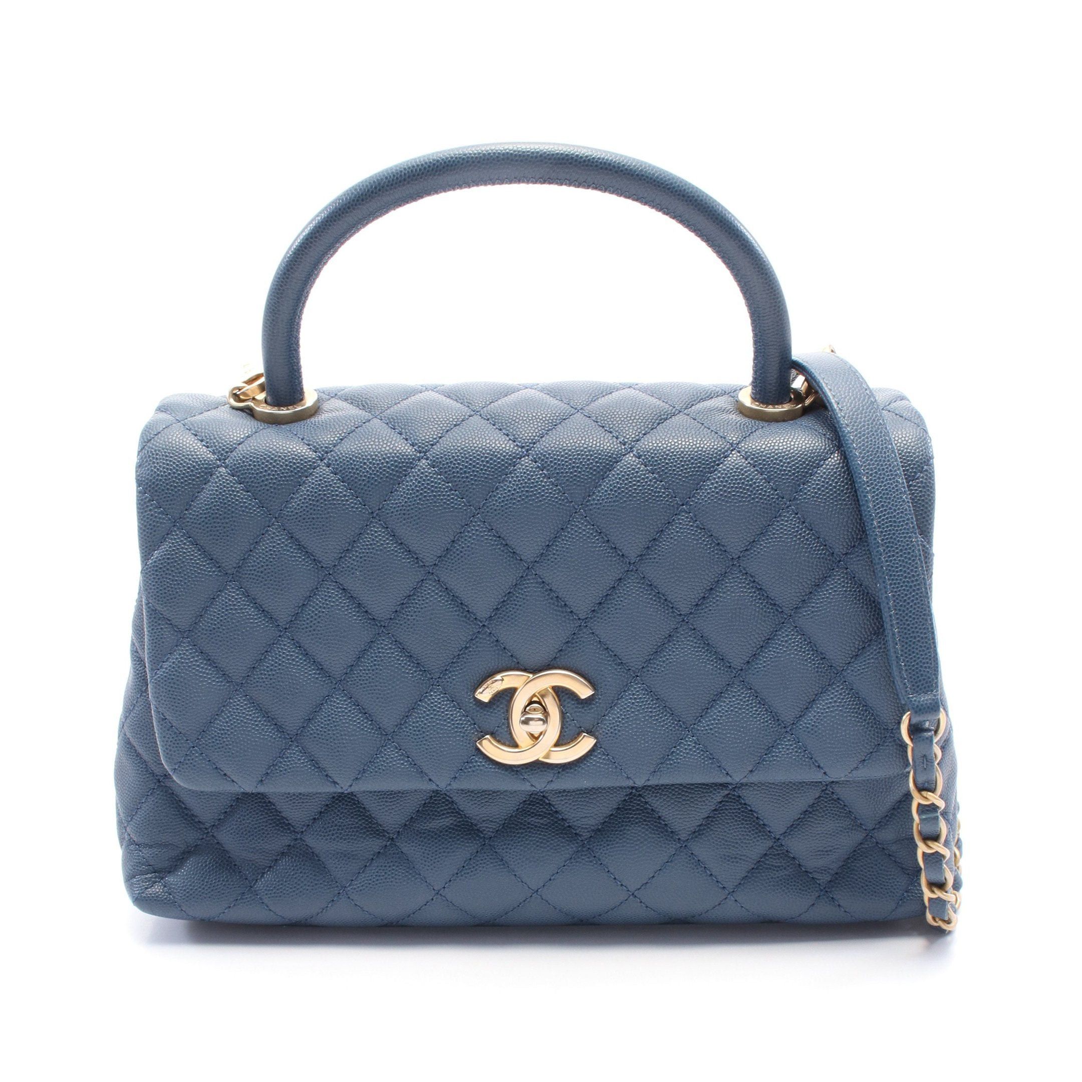 Chanel Chanel Coco Handle 29 Top Flap Bag Matelasse Handbag Caviar Skin Blue Gold Hardware Size ONE SIZE - 1 Thumbnail