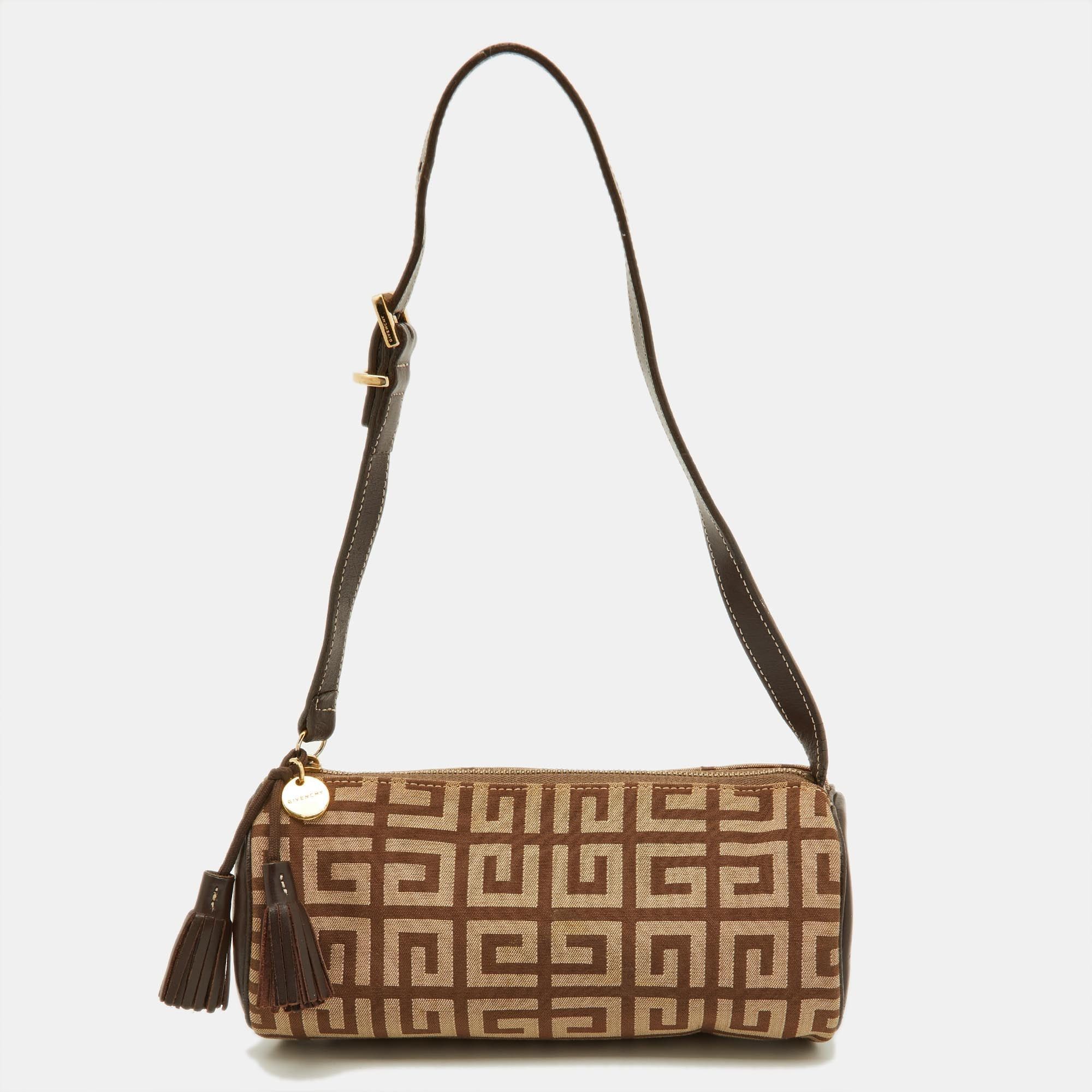 image of Givenchy Beige/brown Monogram Canvas And Leather Bag in White, Women's