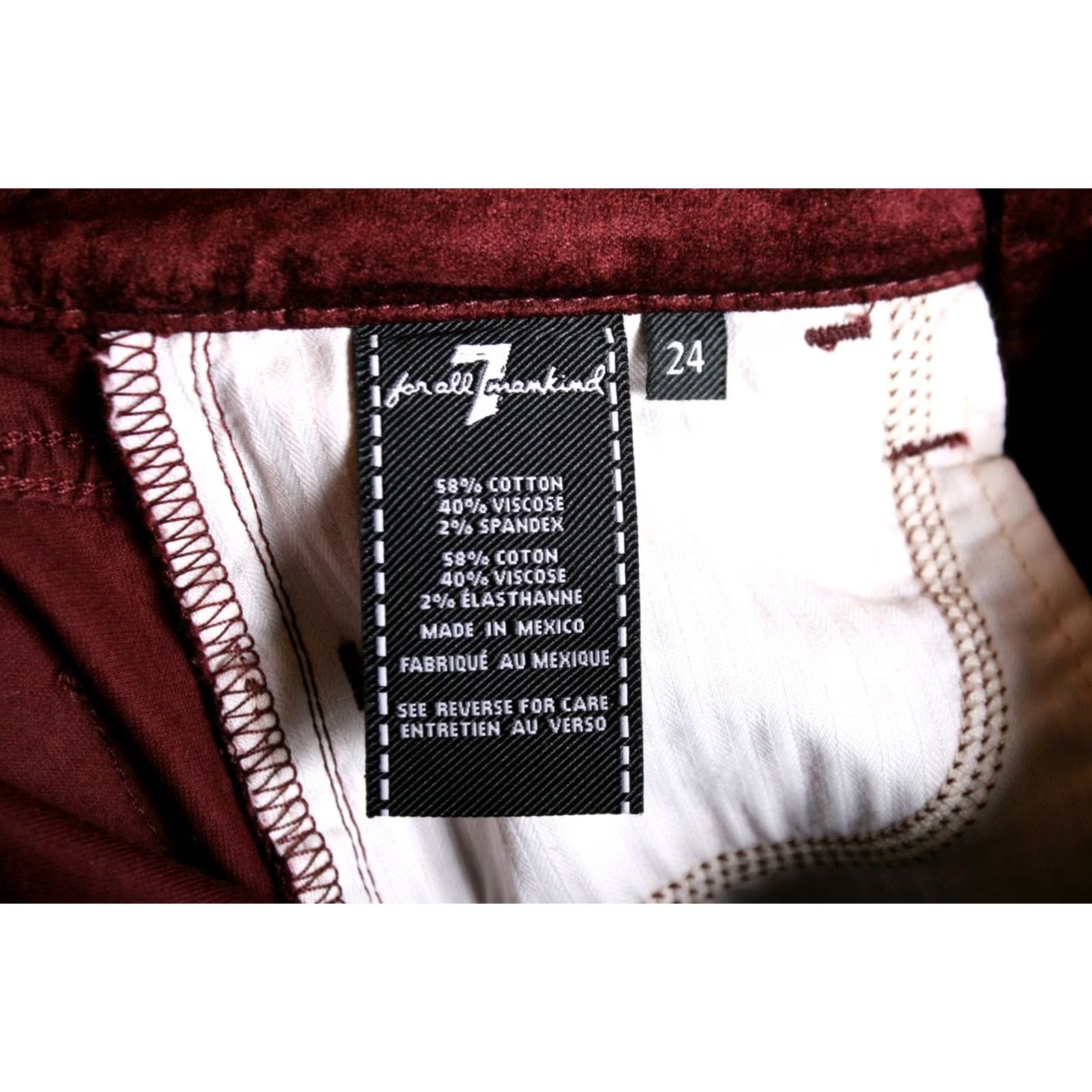 7 For All Mankind 7 FOR ALL MANKIND The Ankle Skinny Merlot Red Velvet Jeans Sz. 24 Womens Skinny Jeans Velvet Cotton Blend 7 For All Mankind Red Velvet 24 Womens Size 42" / US 20 - 7 Thumbnail