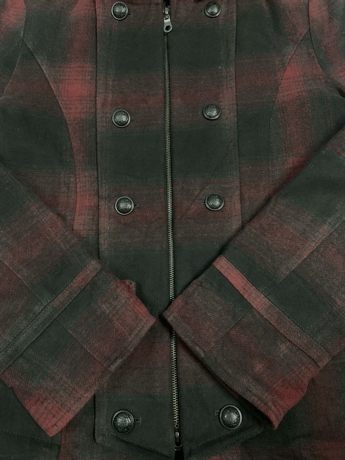 If Six Was Nine Vintage Black Baccara Checkered Faux Fur Hooded Punk Jacket Size US M / EU 48-50 / 2 - 14 Thumbnail