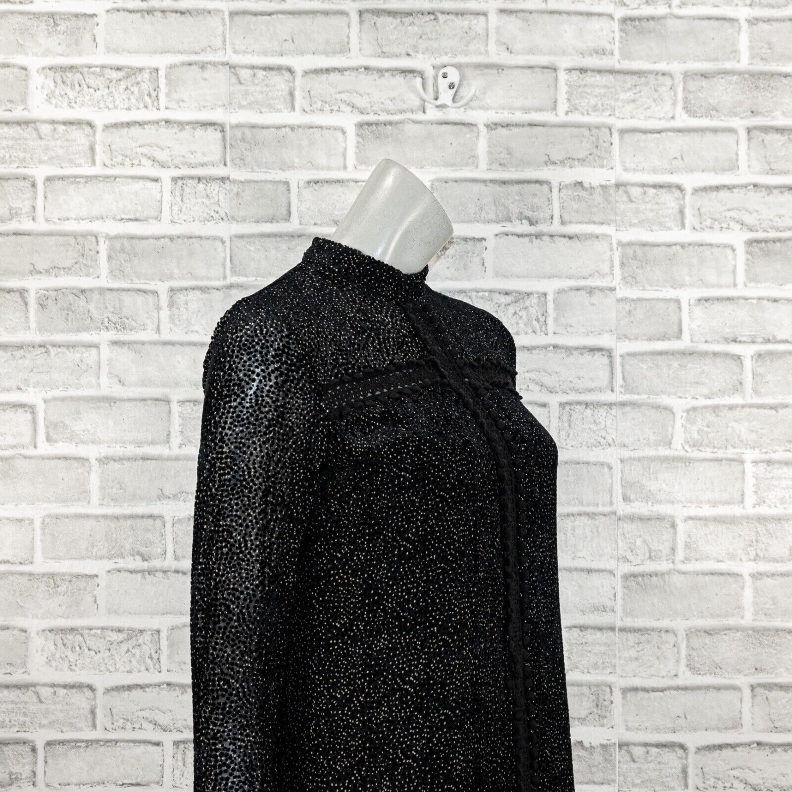 Saylor SAYLOR NYC Long Sleeve Mini Dress sheer shoulder black specs Size S / US 4 / IT 40 - 10 Thumbnail