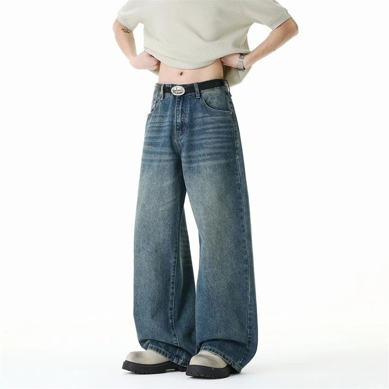 Japanese Brand Clean fit Distressed Straight Wide Leg Jeans Size US 33 - 4 Thumbnail