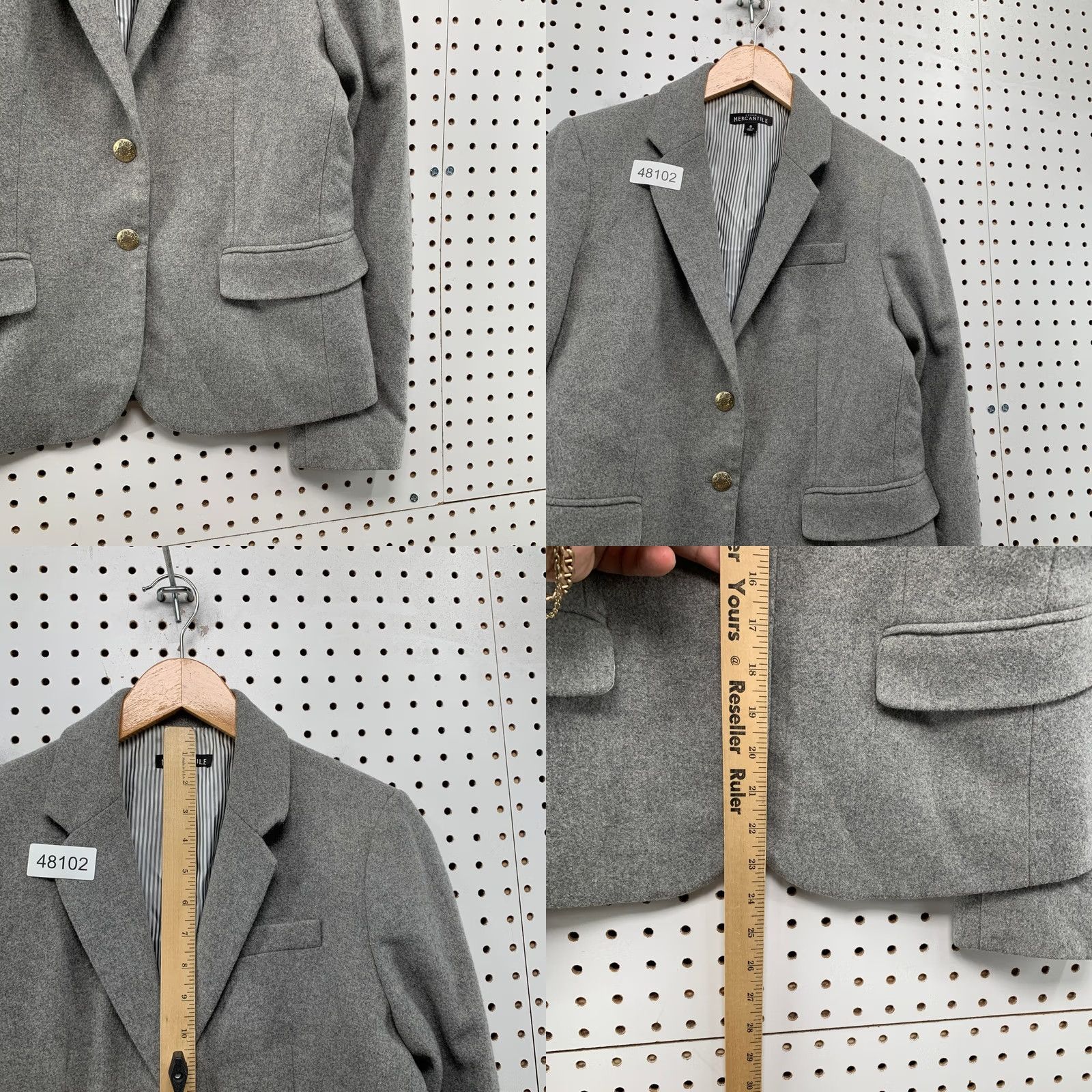 J.Crew J.Crew Mercantile Blazer Women's Gray Wool Blend 2-Button Gold Crest Buttons Sz 8 Jacket Coat Size M / US 6-8 / IT 42-44 - 8 Thumbnail