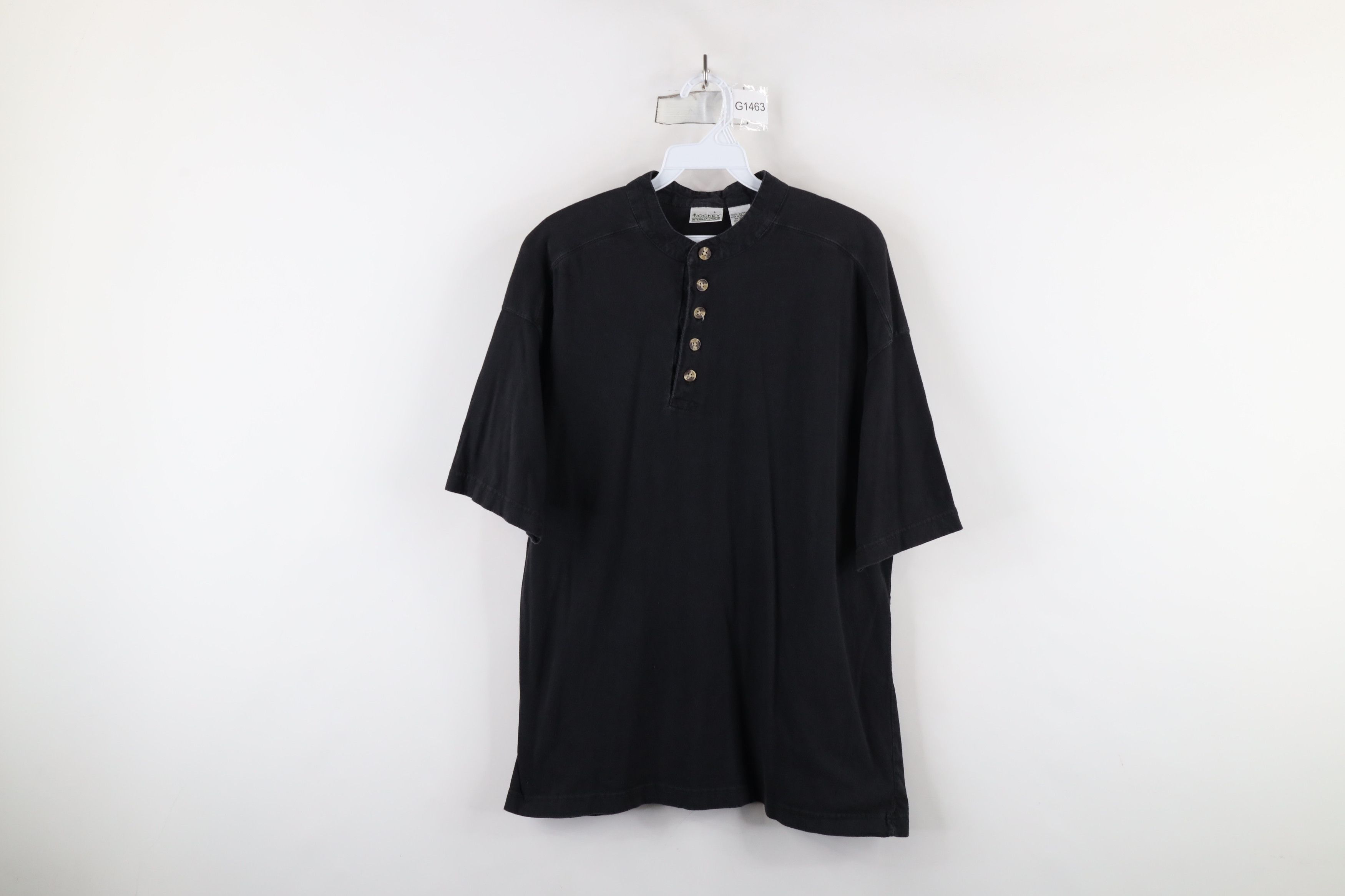 Vintage Vintage 90s Streetwear Short Sleeve Henley T-Shirt Black Size US L / EU 52-54 / 3 - 1 Thumbnail
