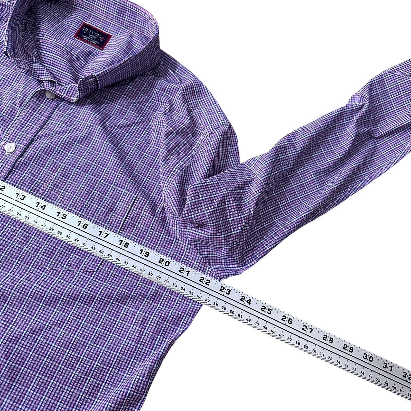 UNTUCKit Untuckit Shirt Men’s Large Red White Blue Check Long Sleeve Size US L / EU 52-54 / 3 - 7 Thumbnail