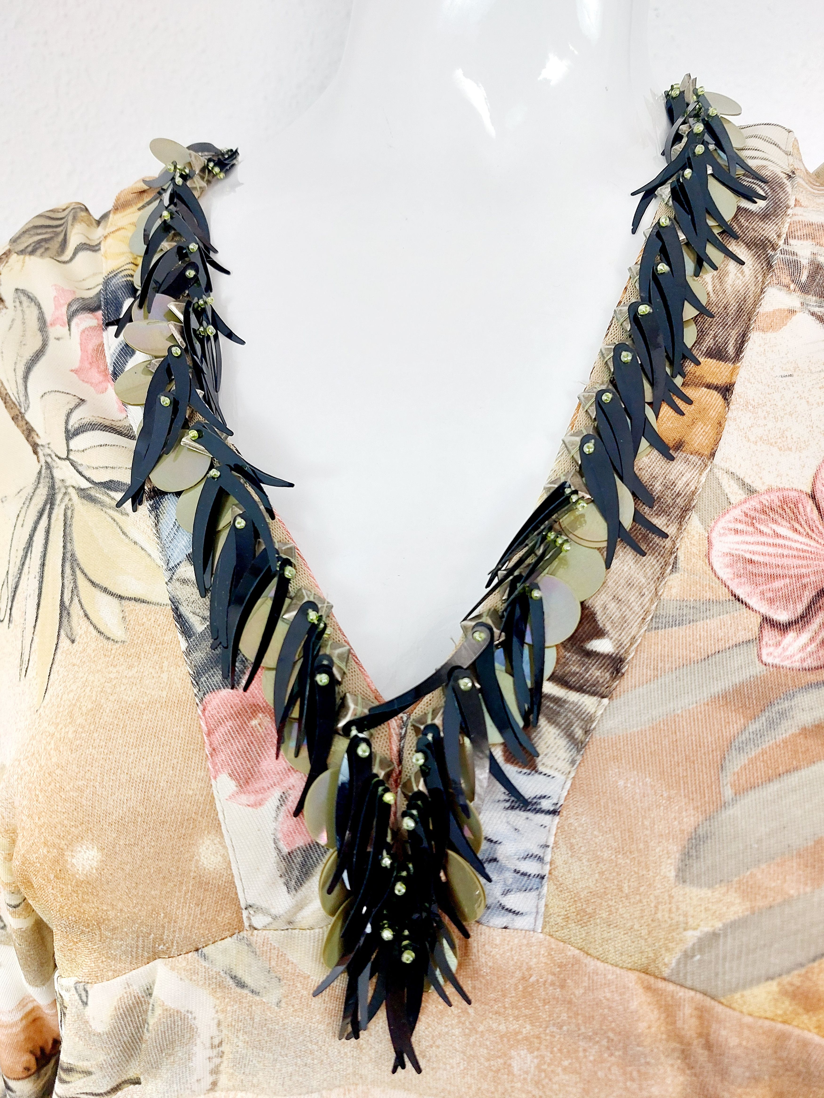 Roberto Cavalli Roberto Cavalli Tropical Flamingo Beaded Jungle Dress Size M / US 6-8 / IT 42-44 - 8 Thumbnail