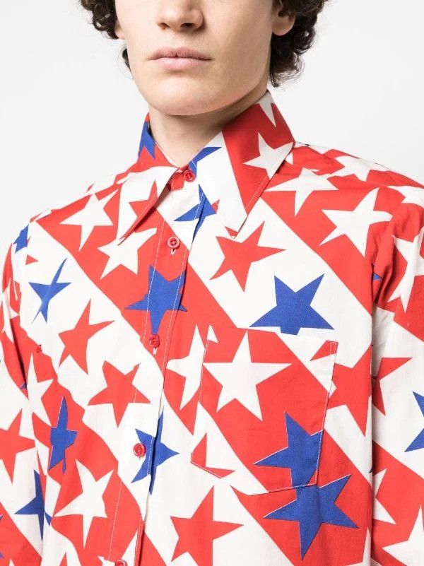 ERL !DS! FW22 ERL Star Print White Blue Red Shirt Size US M / EU 48-50 / 2 - 4 Thumbnail