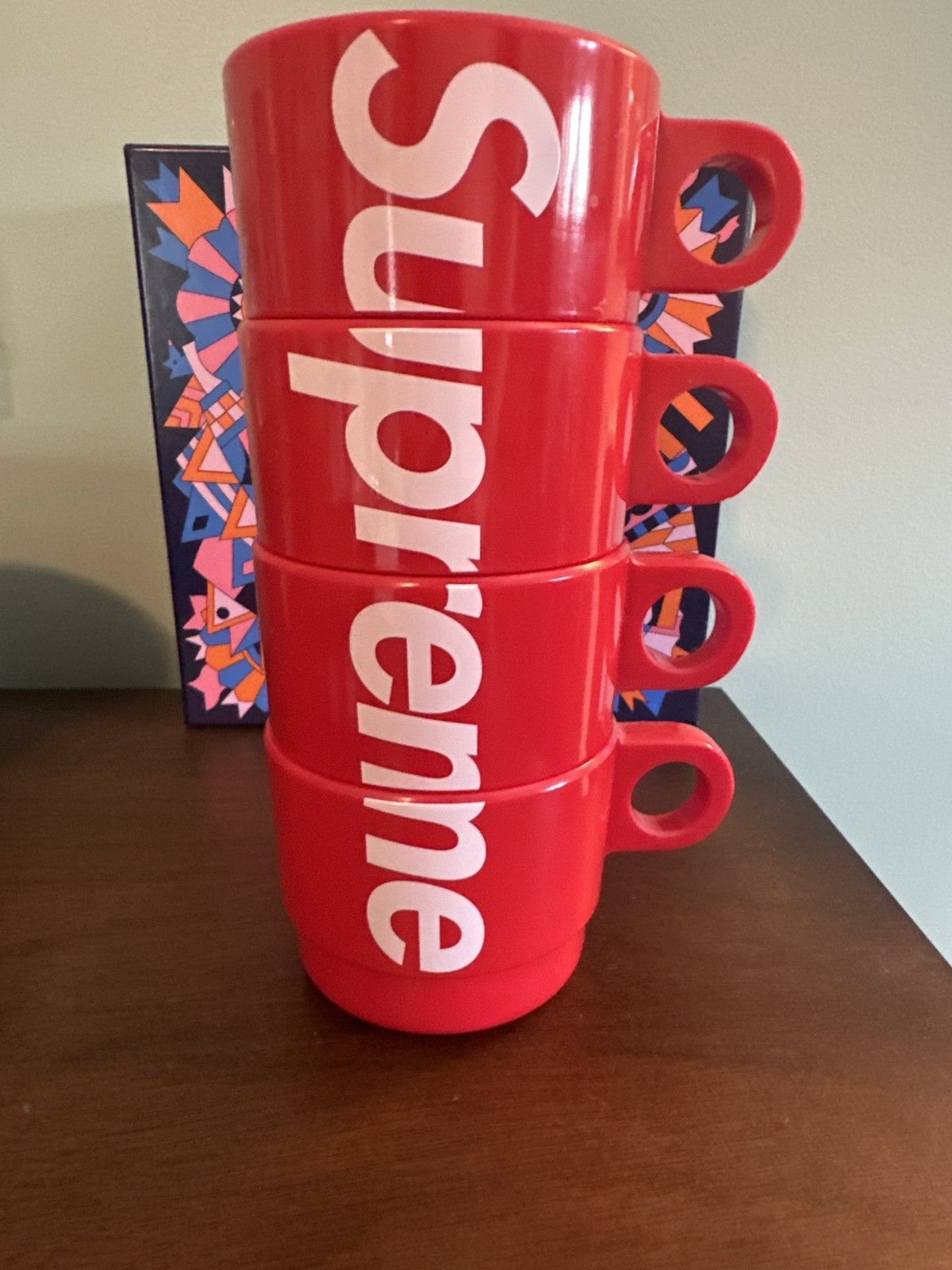 小物 supreme stacking cups Supreme Stacking Cups Set of 4 Red SS18 LIMITED 100