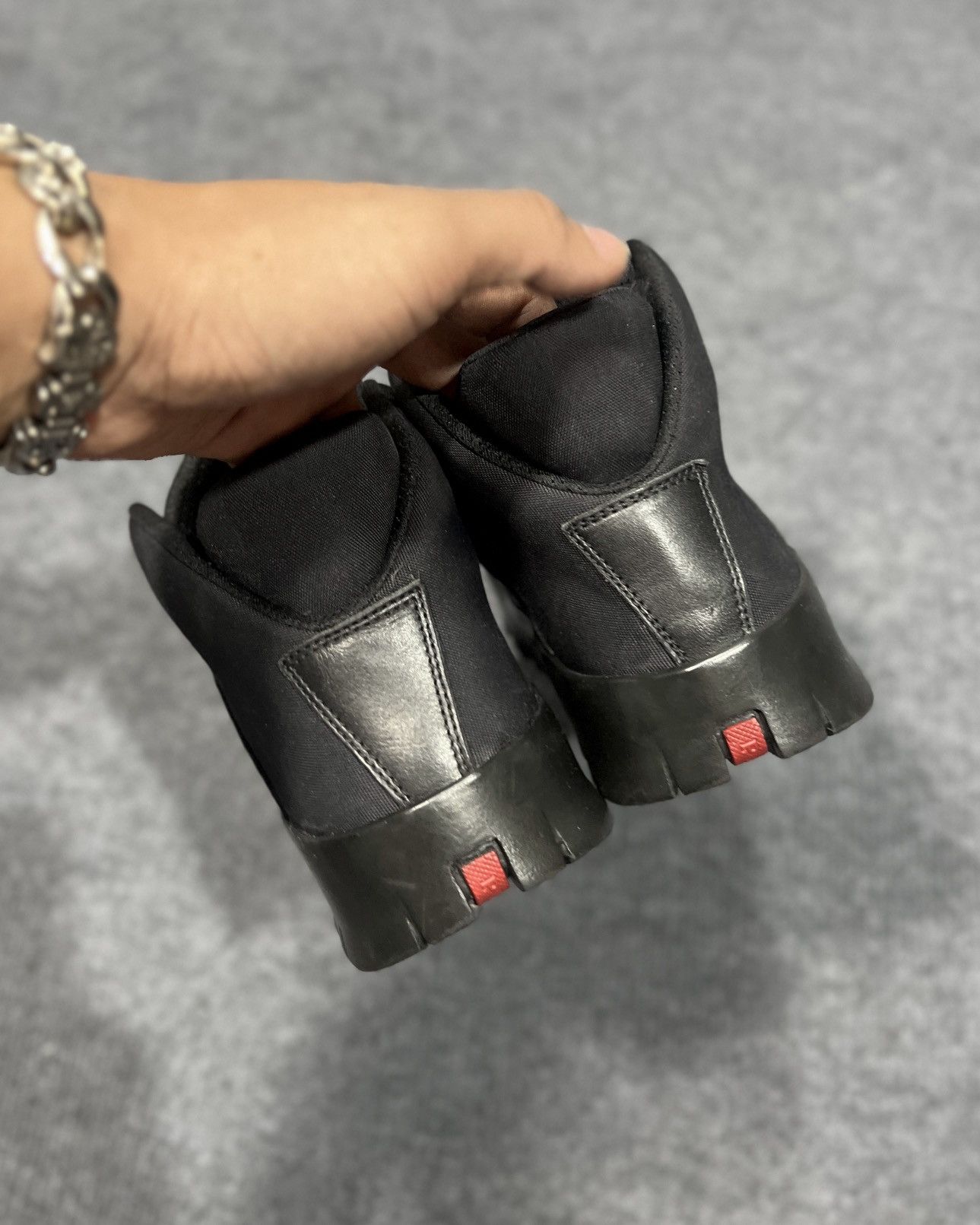 Prada PRADA 2000's Black 3T Leather & Nylon Hi Top Sneaker Size US 6 / EU 39 - 6 Thumbnail