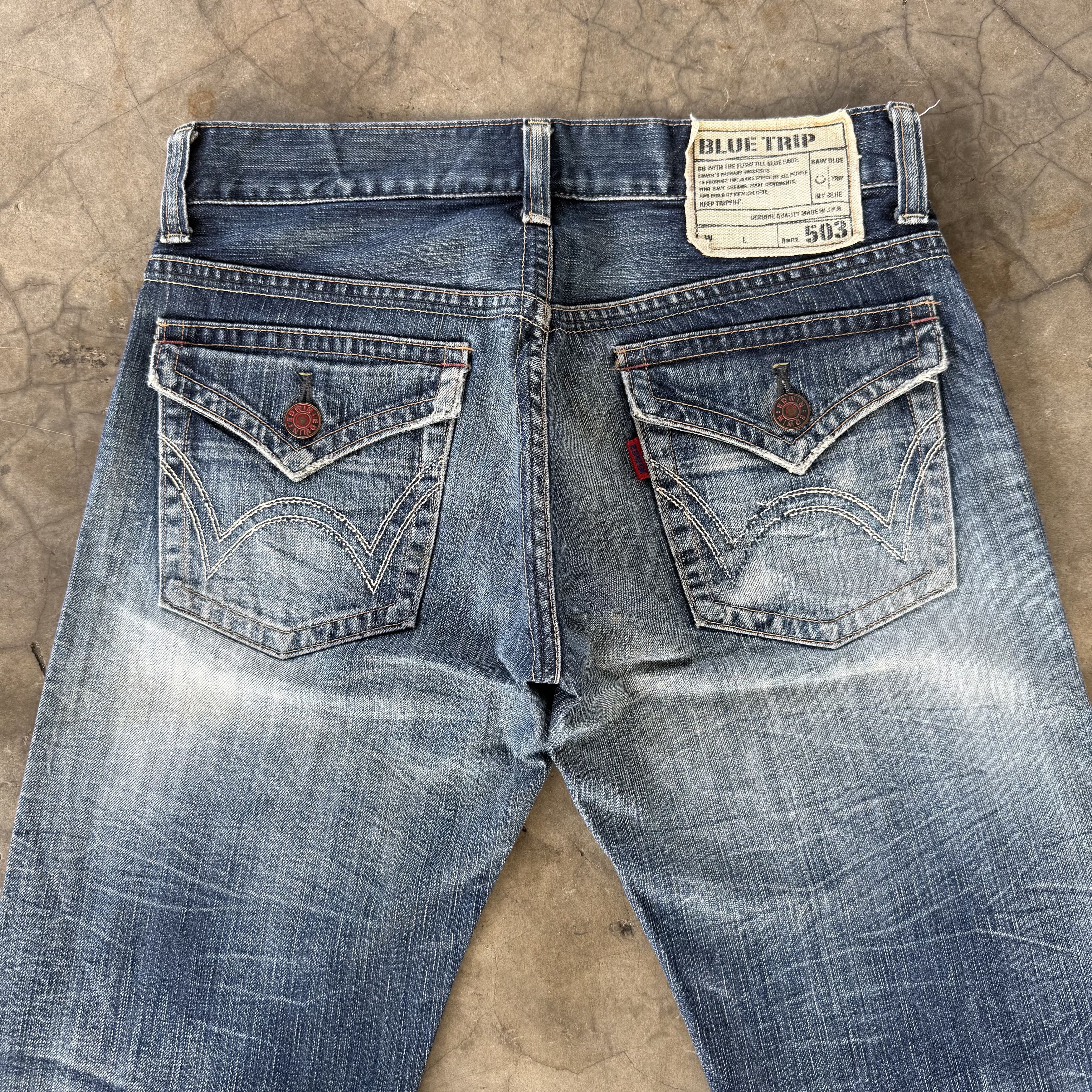 Edwin W33 Vintage Edwin 503 Faded Stone Wash Denim Jean Size US 33 - 9 Thumbnail