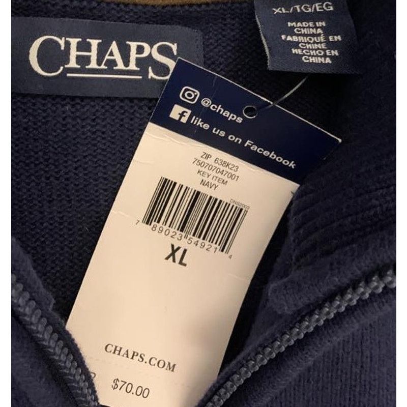 Chaps NEW WITH TAGS Chaps Zip Suede Sweater Vest Blue/Brown XL Size US XL / EU 56 / 4 - 5 Thumbnail