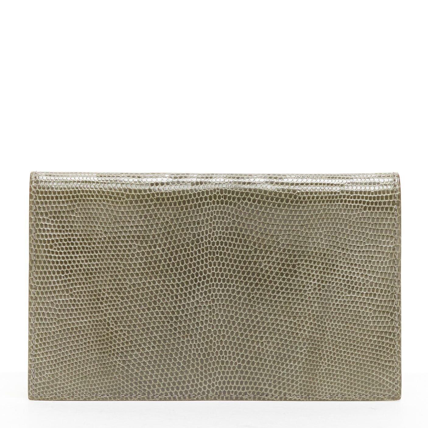 Hermes HERMES grey scaled leather silver hardware bifold long wallet Size ONE SIZE - 1 Thumbnail