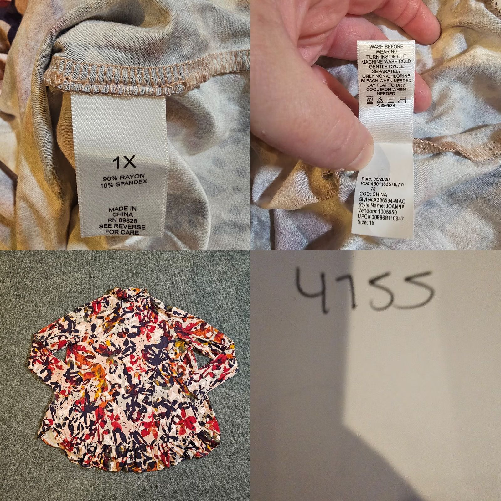 Vintage LOGO Lori Goldstein Top Womens 1X Pink Floral Cowl Neck Stretchy Casual Career Shirt Size XL / US 12-14 / IT 48-50 - 8 Thumbnail
