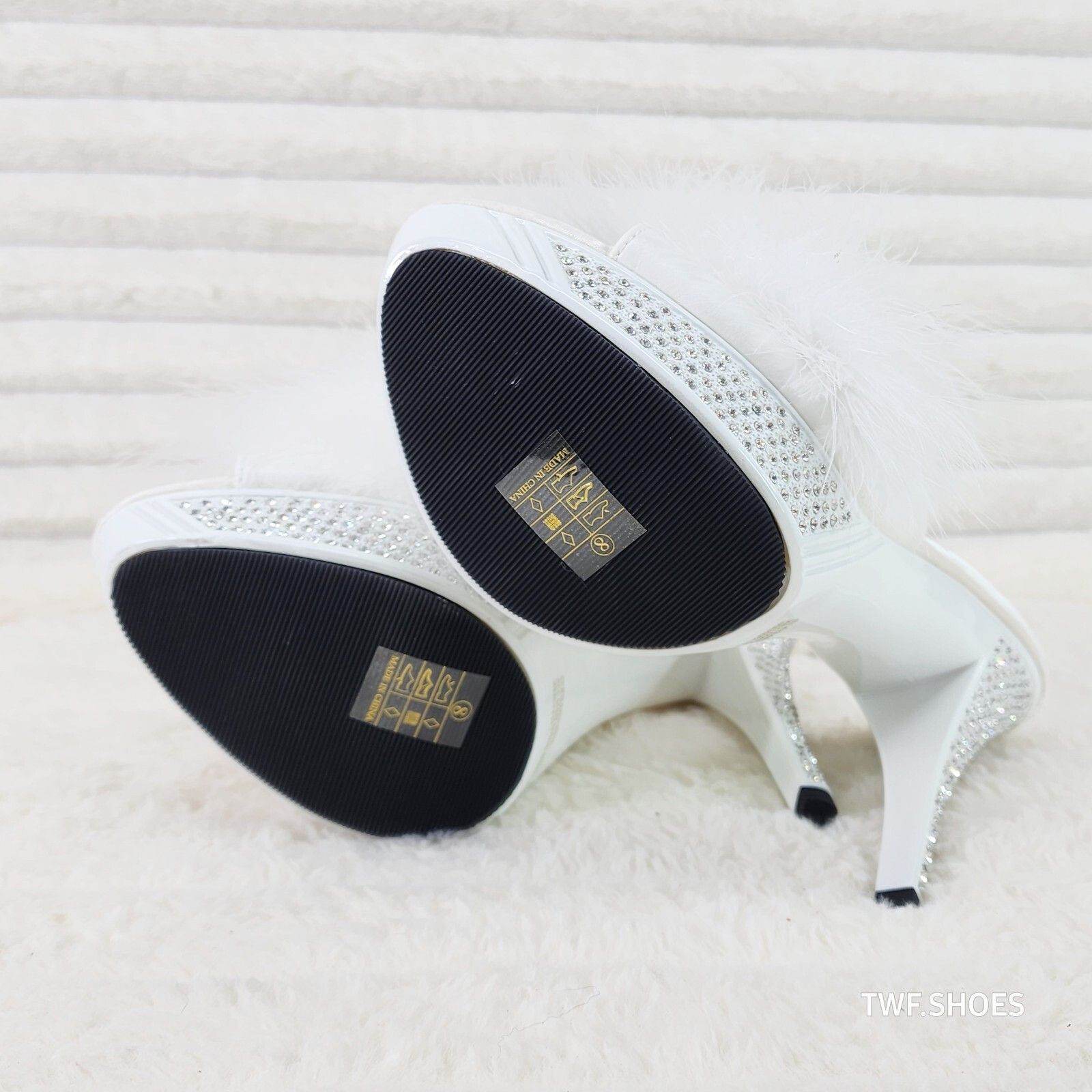 Other Elegance Marabou Feather Slip On Platform Sandals 5" Stilett Size US 10 / IT 40 - 4 Thumbnail