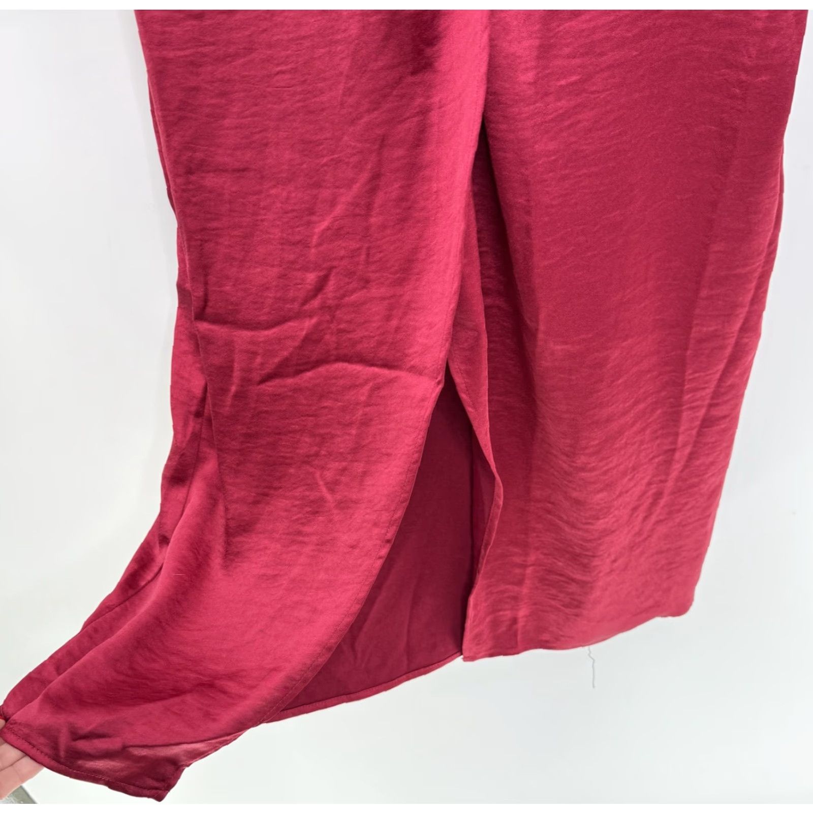 Vintage Mila Mae Dress Shirt Dress Wine Red Long Sleeve Maxi Knot Front Sz M Adults Womens Size M / US 6-8 / IT 42-44 - 2 Thumbnail