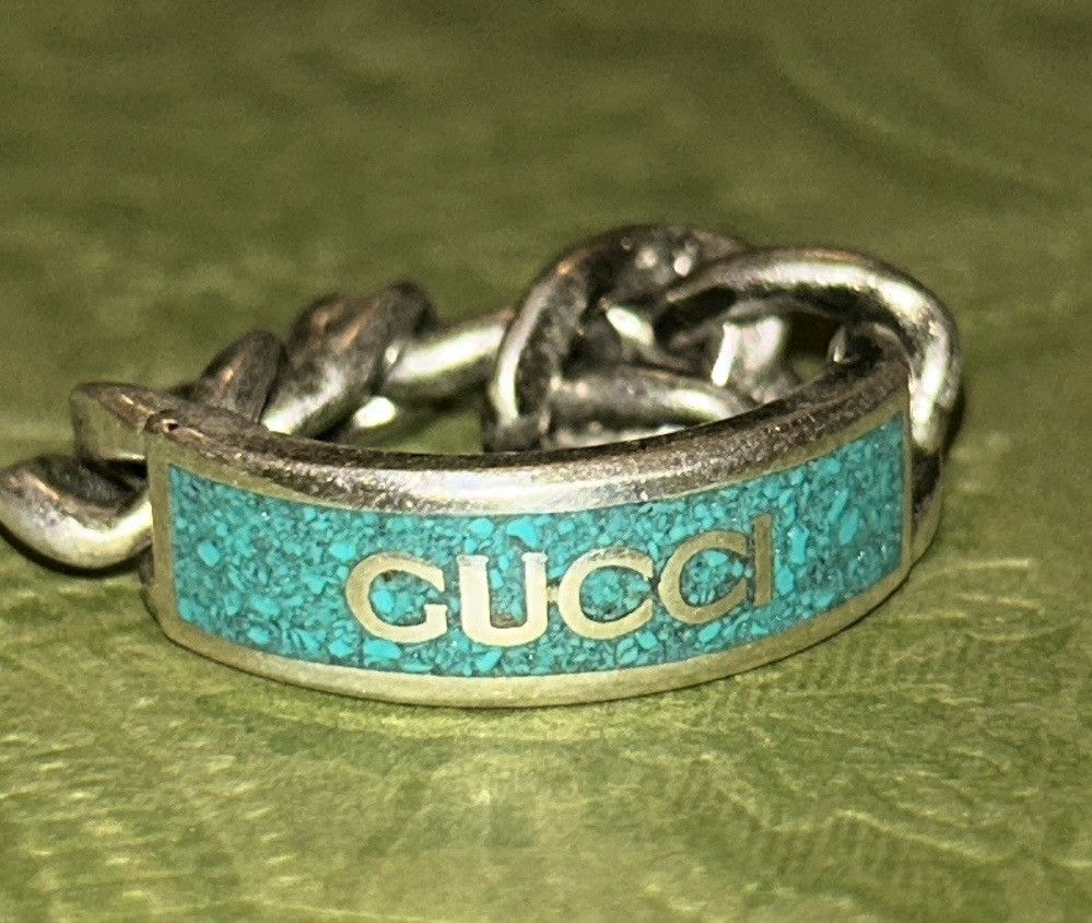 Gucci Gucci Tag Chain Enamel Arg 925 Ring Size ONE SIZE - 1 Thumbnail