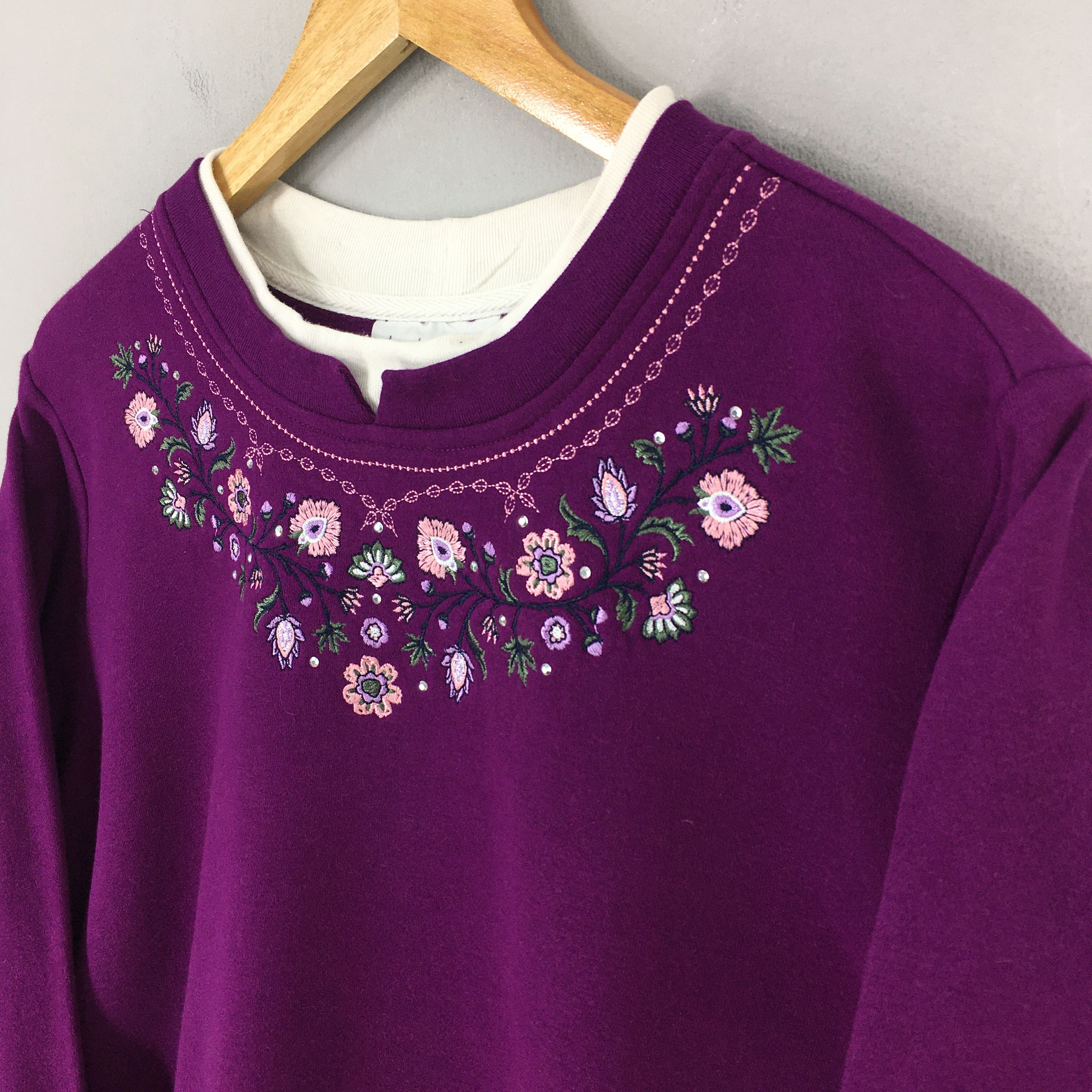 Art Comes First Vintage Breckenridge Floral Purple Sweatshirts Large Size L / US 10 / IT 46 - 3 Thumbnail