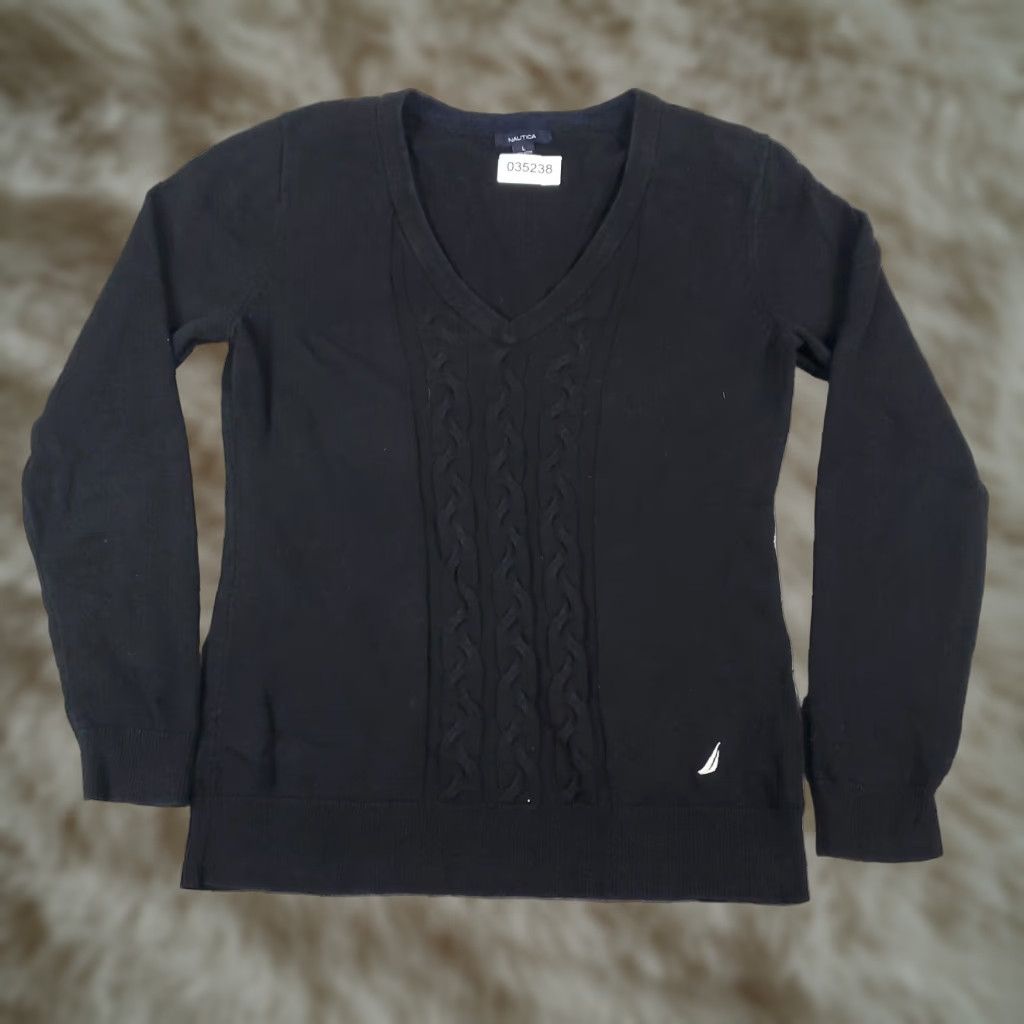 Nautica Nautica Pullover Sweater Women's Large Black Crew Neck Long Sleeve Size L / US 10 / IT 46 - 1 Thumbnail