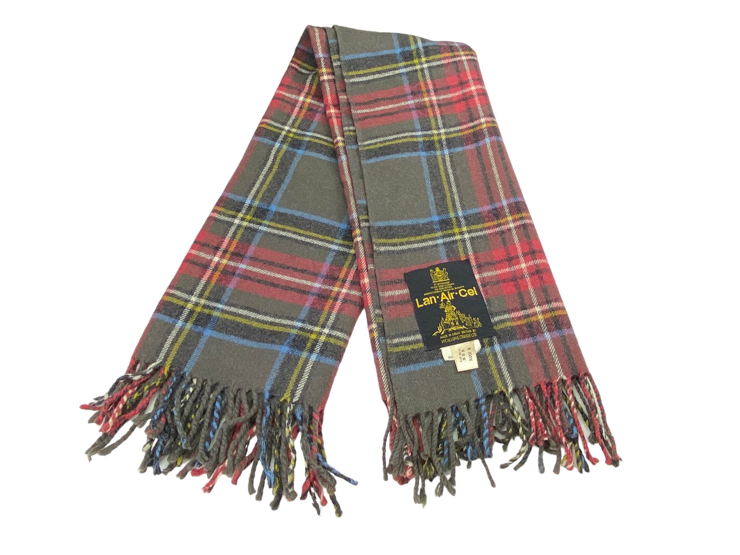 Vintage Vintage Lan Air Cel Wool Tartan Scarf Made in England Size ONE SIZE - 1 Thumbnail