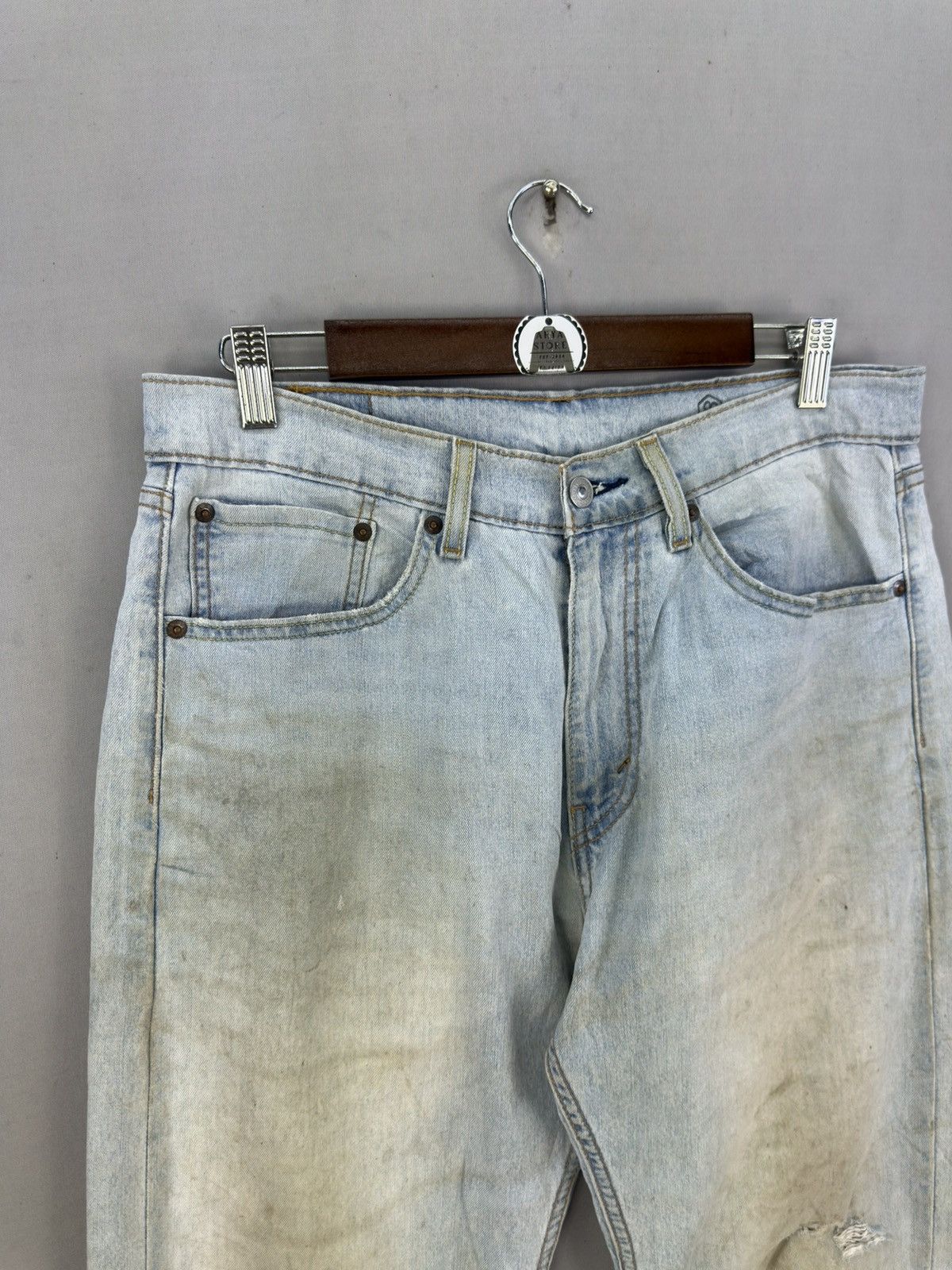 Levi's Levi’s 505 Blank Tab Regular Fit Light Washed Jeans Size US 34 / EU 50 - 2 Thumbnail