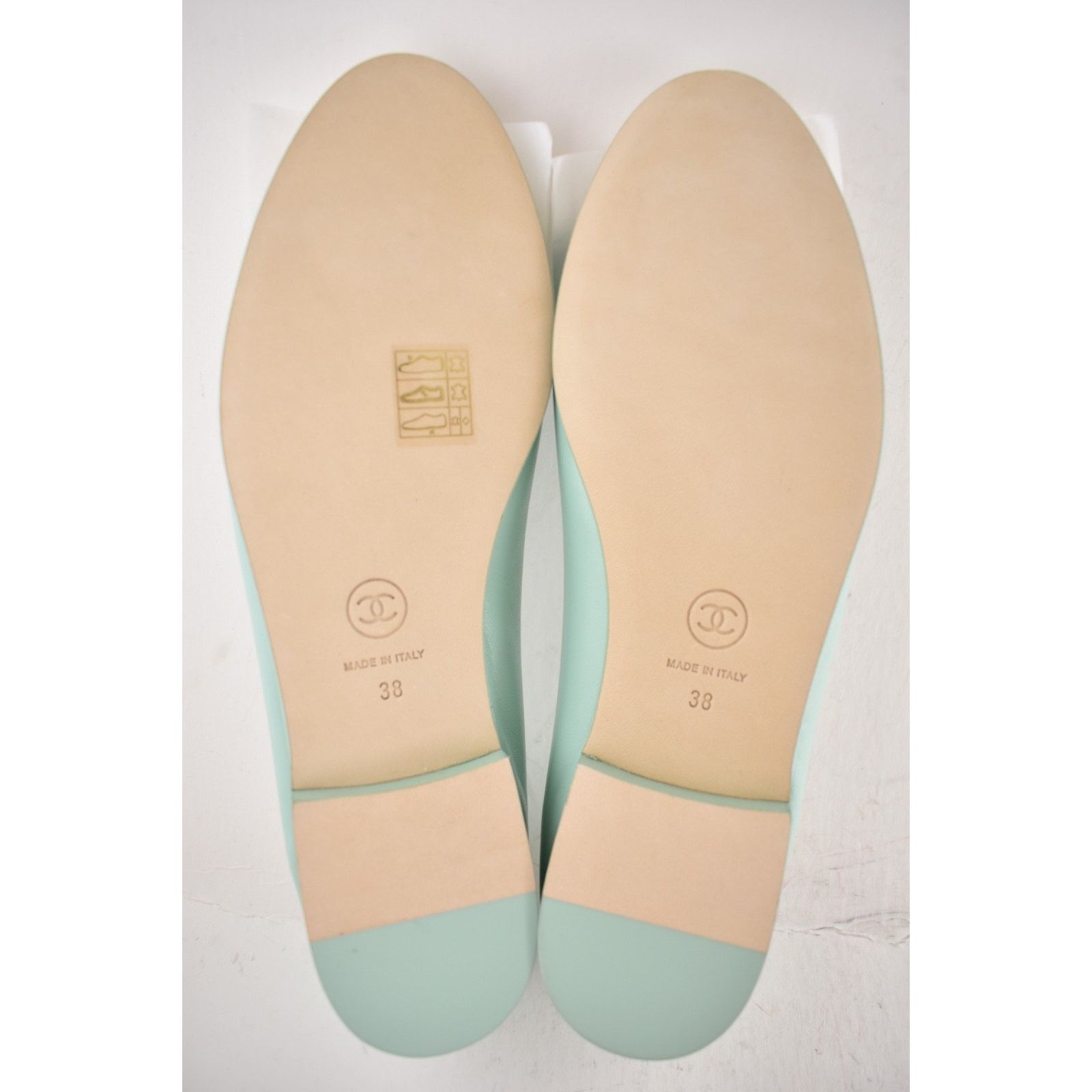 Chanel Chanel Mint Green Lambskin CC Logo Ballet Flat 38 Size US 8 / IT 38 - 22 Thumbnail