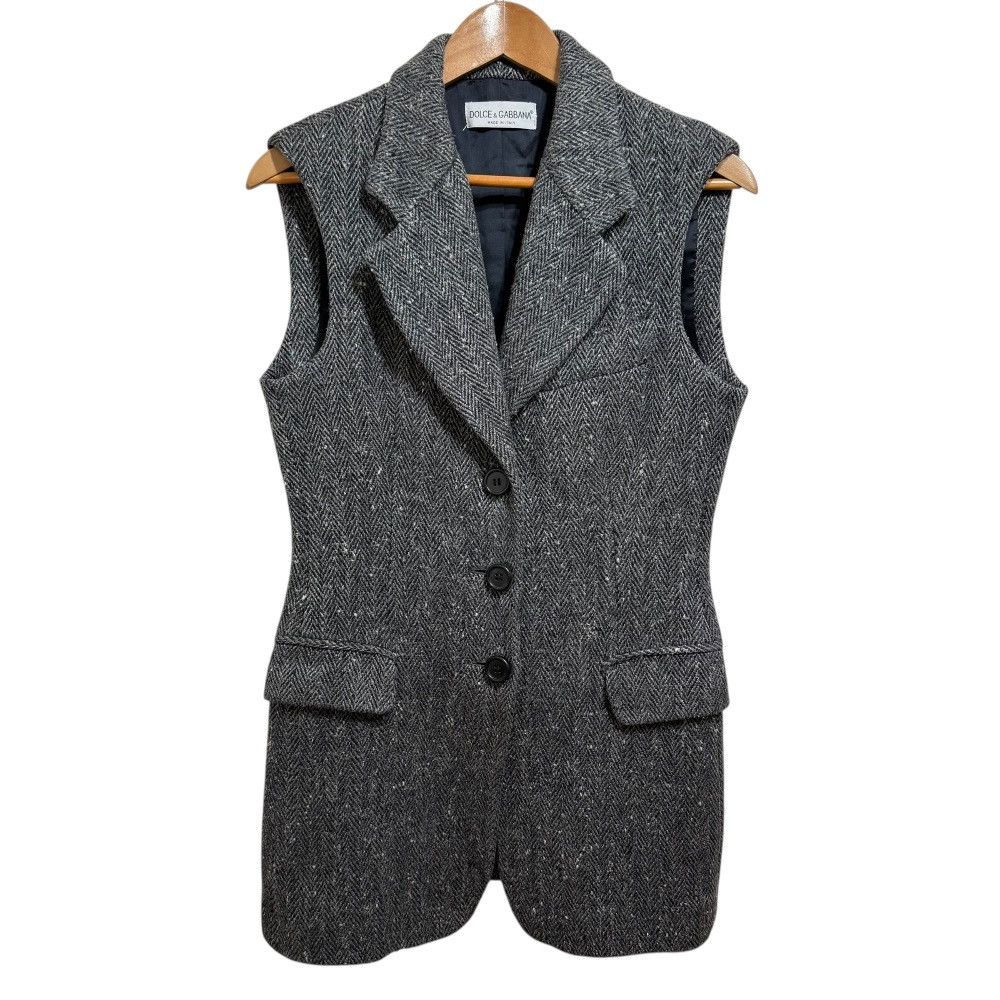 Dolce & Gabbana Dolce & Gabbana Dolce&Gabbana Herringbone Long Gilet Others Tops DUTY FREE for USA Size ONE SIZE - 1 Thumbnail