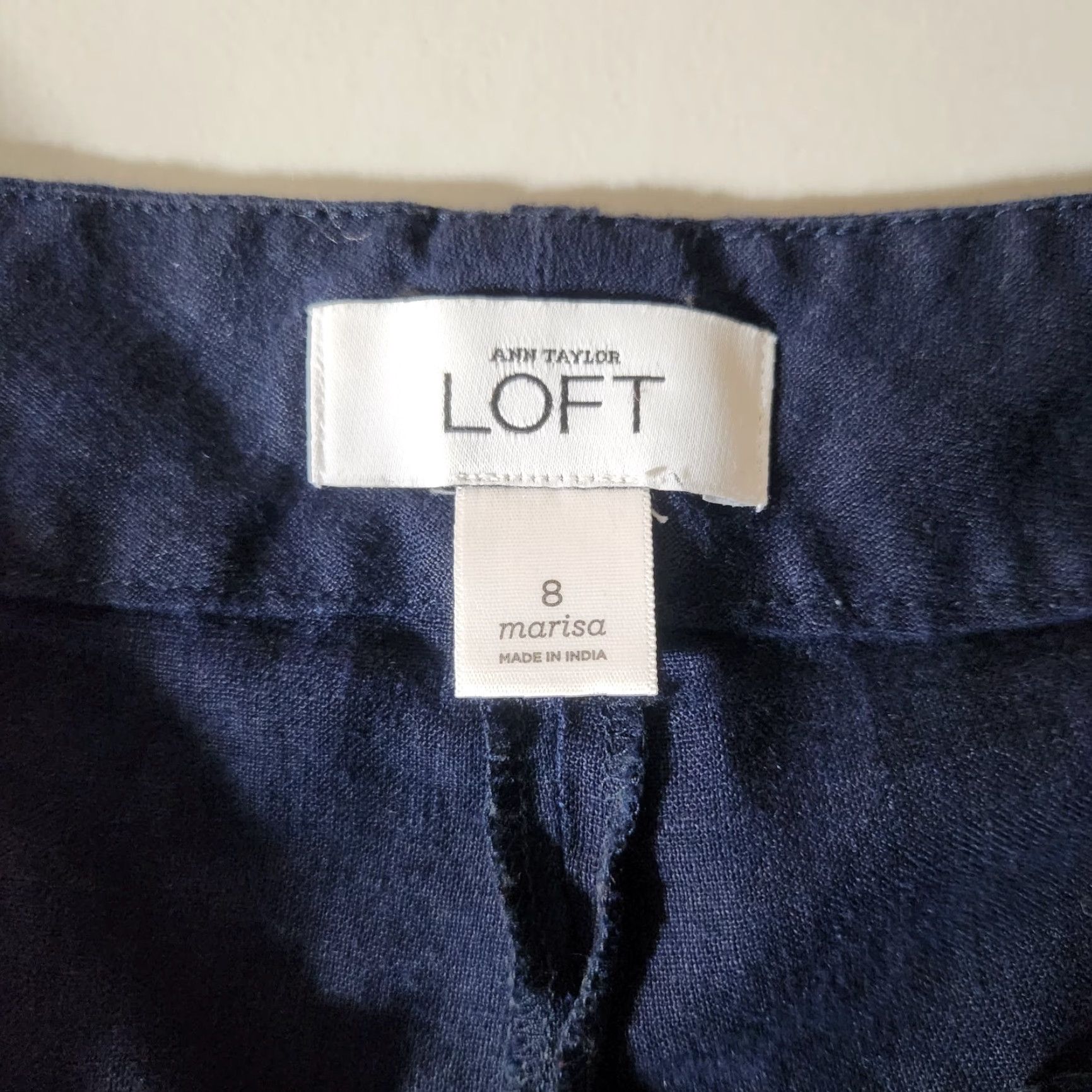 Ann Taylor Ann Taylor Loft Marisa 100% Linen Navy Mid Rise Wide Leg Pants Size 8 Size 30" / US 8 / IT 44 - 6 Thumbnail