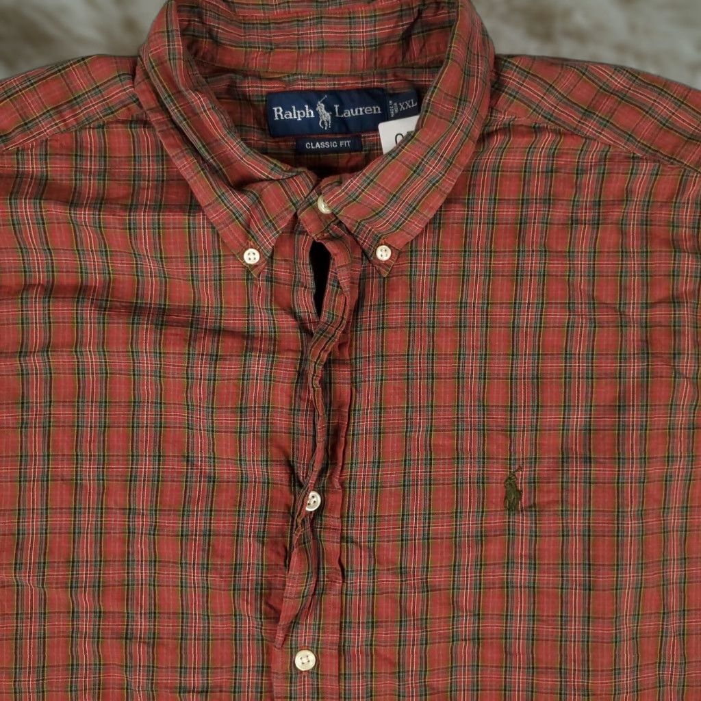 Ralph Lauren VINTAGE Ralph Lauren Shirt Mens 2XL Red Plaid Casual Button-Up Short Sleeve Pony Logo Mens Shirt Size US XXL / EU 58 / 5 - 1 Thumbnail