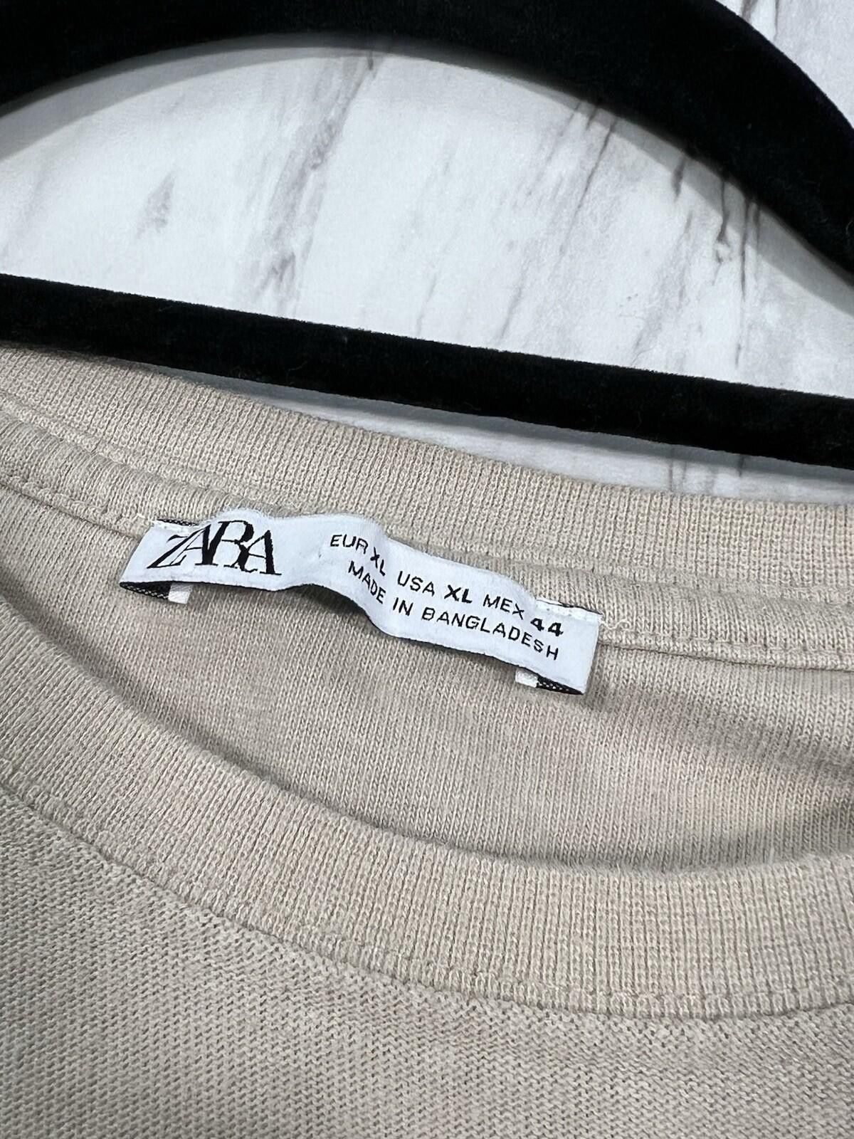 Zara Zara Beige Double Stripe Minimalist T Shirt XL Streetwear #8 Size US XL / EU 56 / 4 - 2 Thumbnail