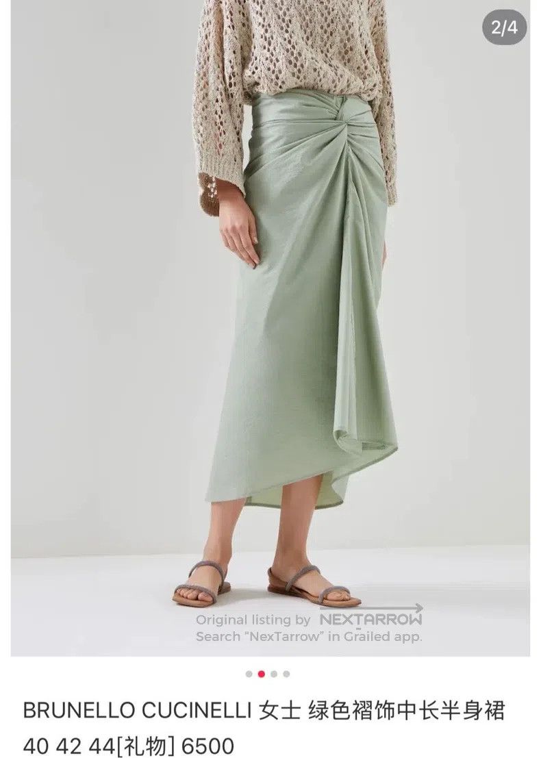Brunello Cucinelli Brunello Cucinelli Green pleated midi skirt Size 26" / US 2 / IT 38 - 6 Thumbnail