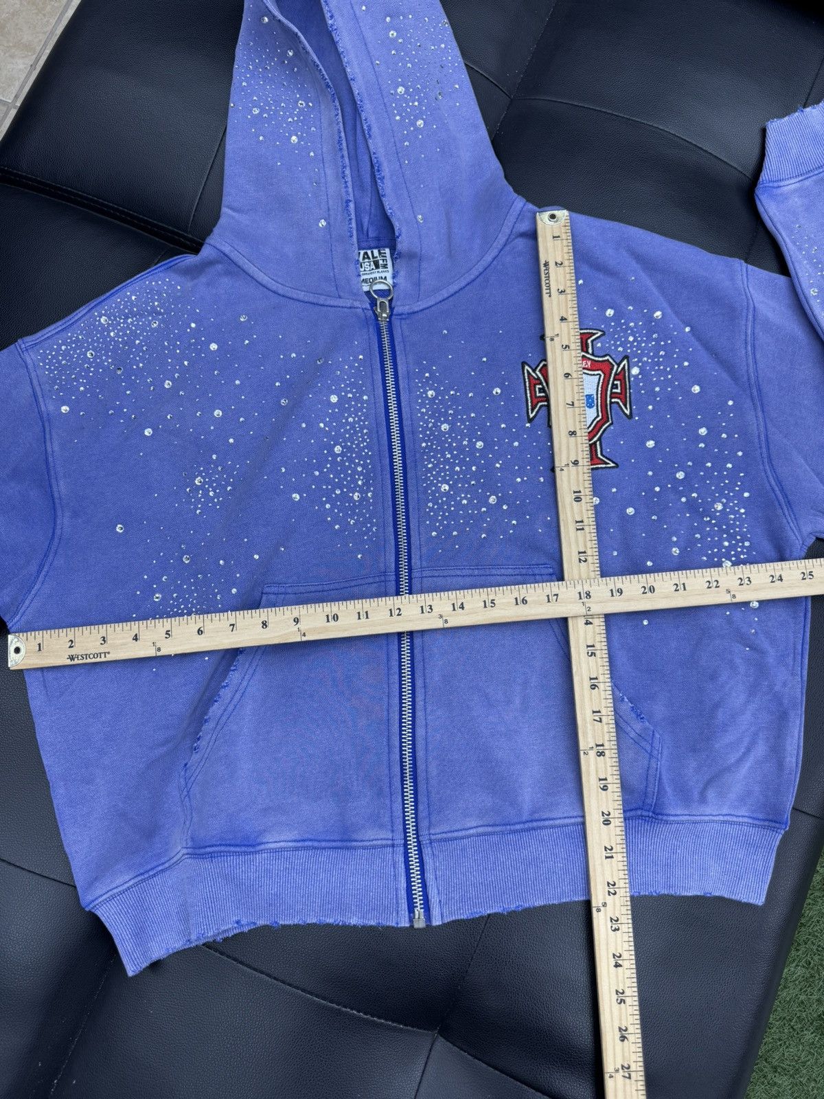 Vale Valley Hoodie Stone Zip Up Blue Crystals Size Medium (NEW) Size US M / EU 48-50 / 2 - 8 Thumbnail