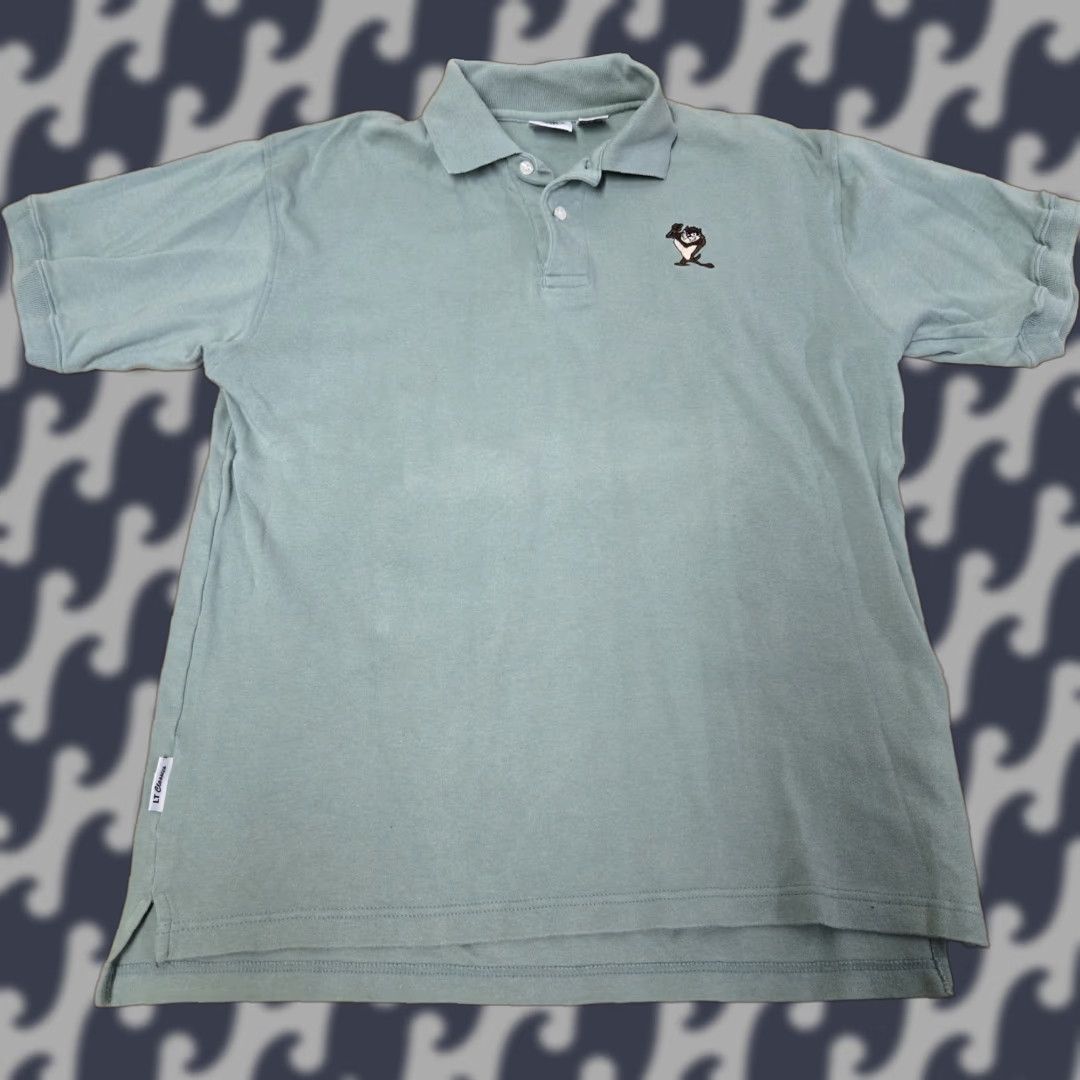 Vintage Looney Tunes Shirt Mens Polo Embroidered Taz Tasmanian Devil 100% Cotton Green Classic M Size US M / EU 48-50 / 2 - 1 Thumbnail