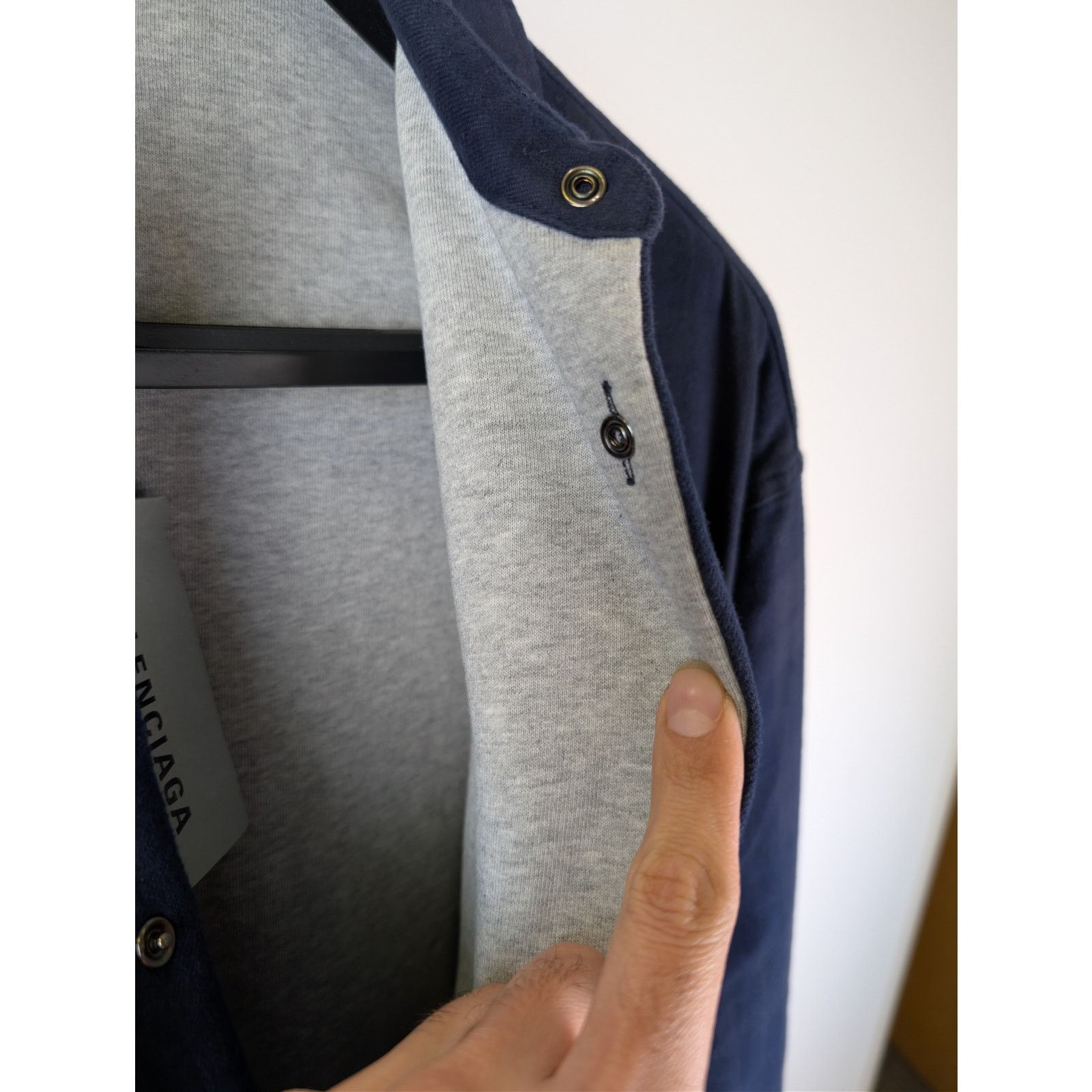 Balenciaga o1rshd1 Overdye Cotton Check Lined Shirt in Navy / Dark Navy Size US S / EU 44-46 / 1 - 9 Thumbnail