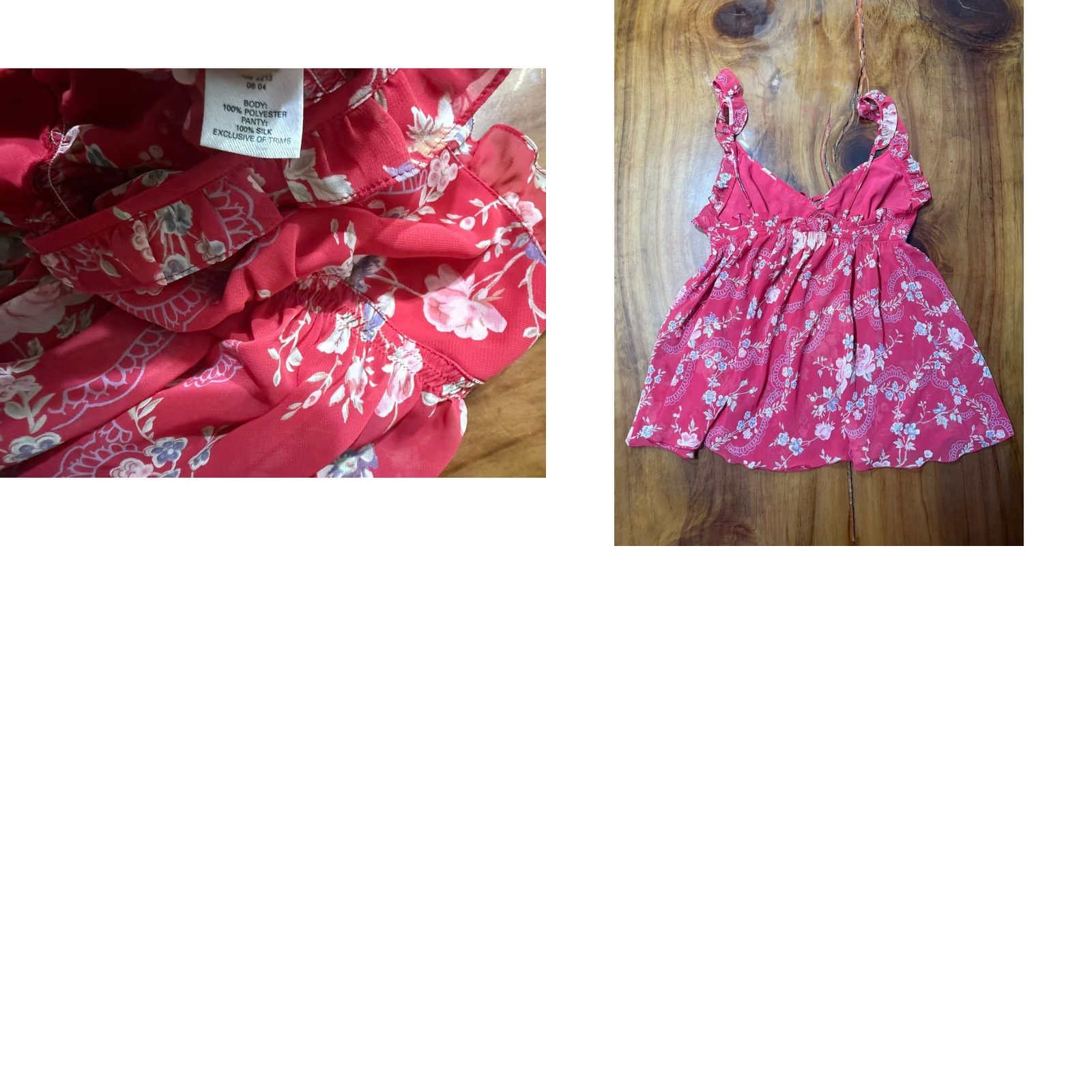 Victoria's Secret VINTAGE Victoria's Secret Set Lingerie Top Small Floral Thong 2 Piece Tank RR8 Shirt Womens Red Christmas? Size S / US 4 / IT 40 - 8 Thumbnail