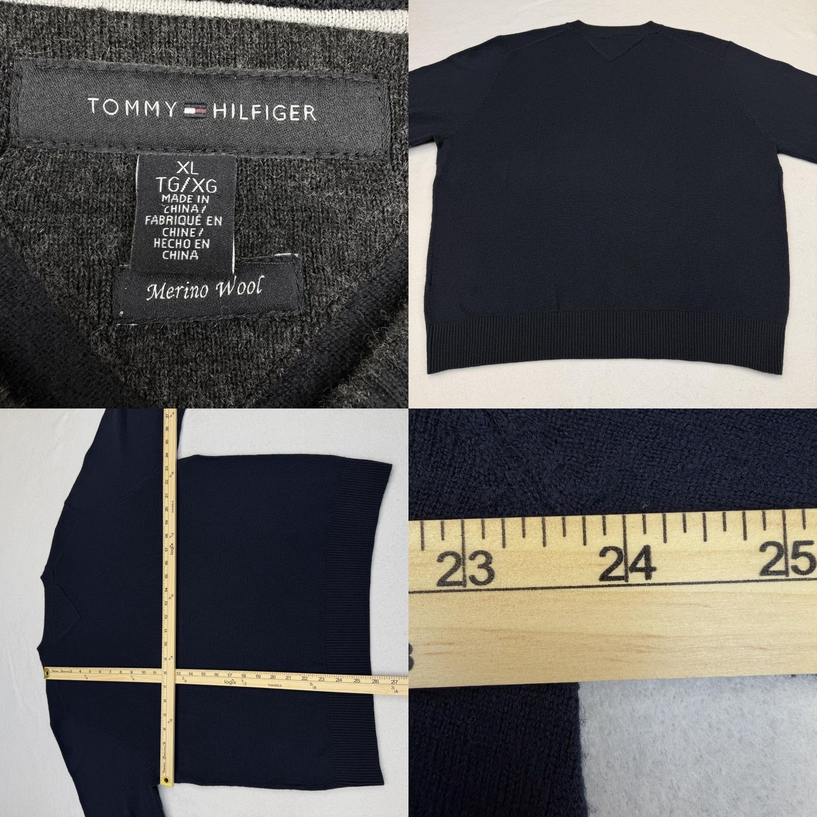 Tommy Hilfiger VINTAGE Tommy Hilfiger Sweater Mens XL Blue Merino Wool V Neck Logo Knit Pullover Size US XL / EU 56 / 4 - 8 Thumbnail