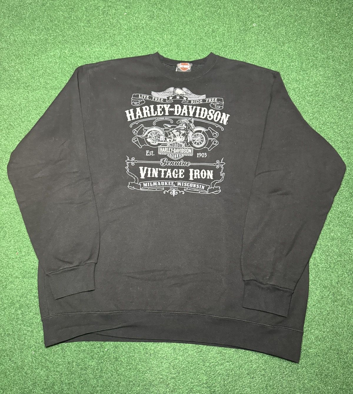 Harley Davidson Y2K Harley Davidson Biker Baggy Black Crewneck Sweatshirt Size US XL / EU 56 / 4 - 1 Thumbnail