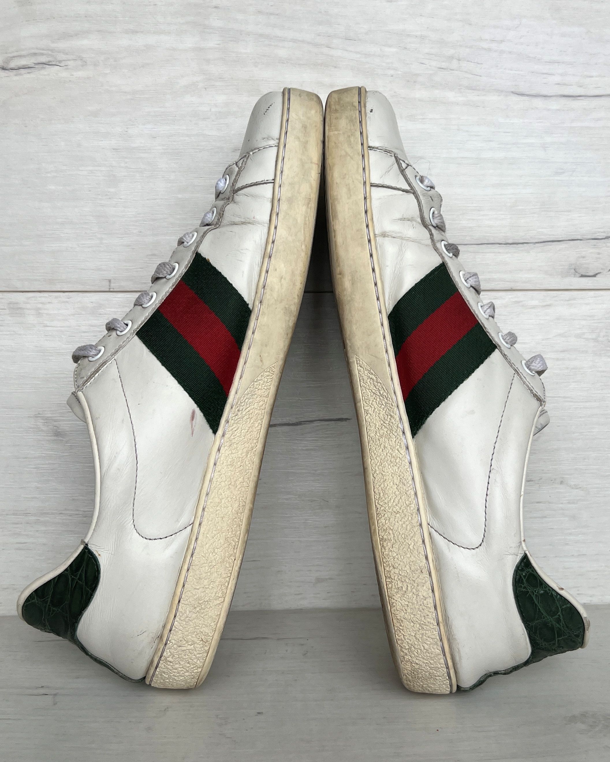 Gucci GUCCI ACE LEATHER LOW TRAINERS SNEAKERS Size US 11.5 / EU 44-45 - 4 Thumbnail