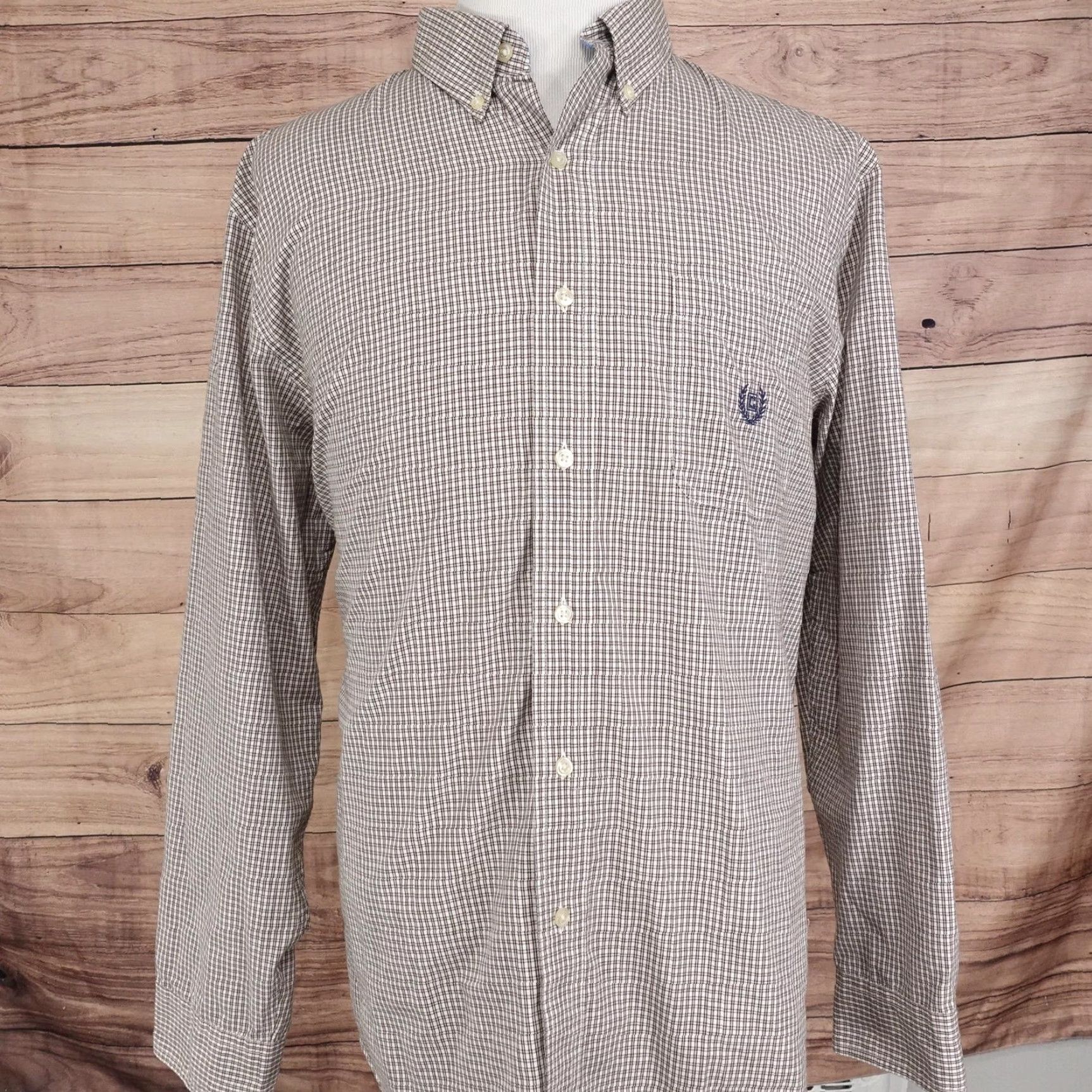 Chaps Chaps Shirt Mens XL Brown Plaid Button-Down Long Sleeve Easy Care Crest Size US XL / EU 56 / 4 - 3 Thumbnail