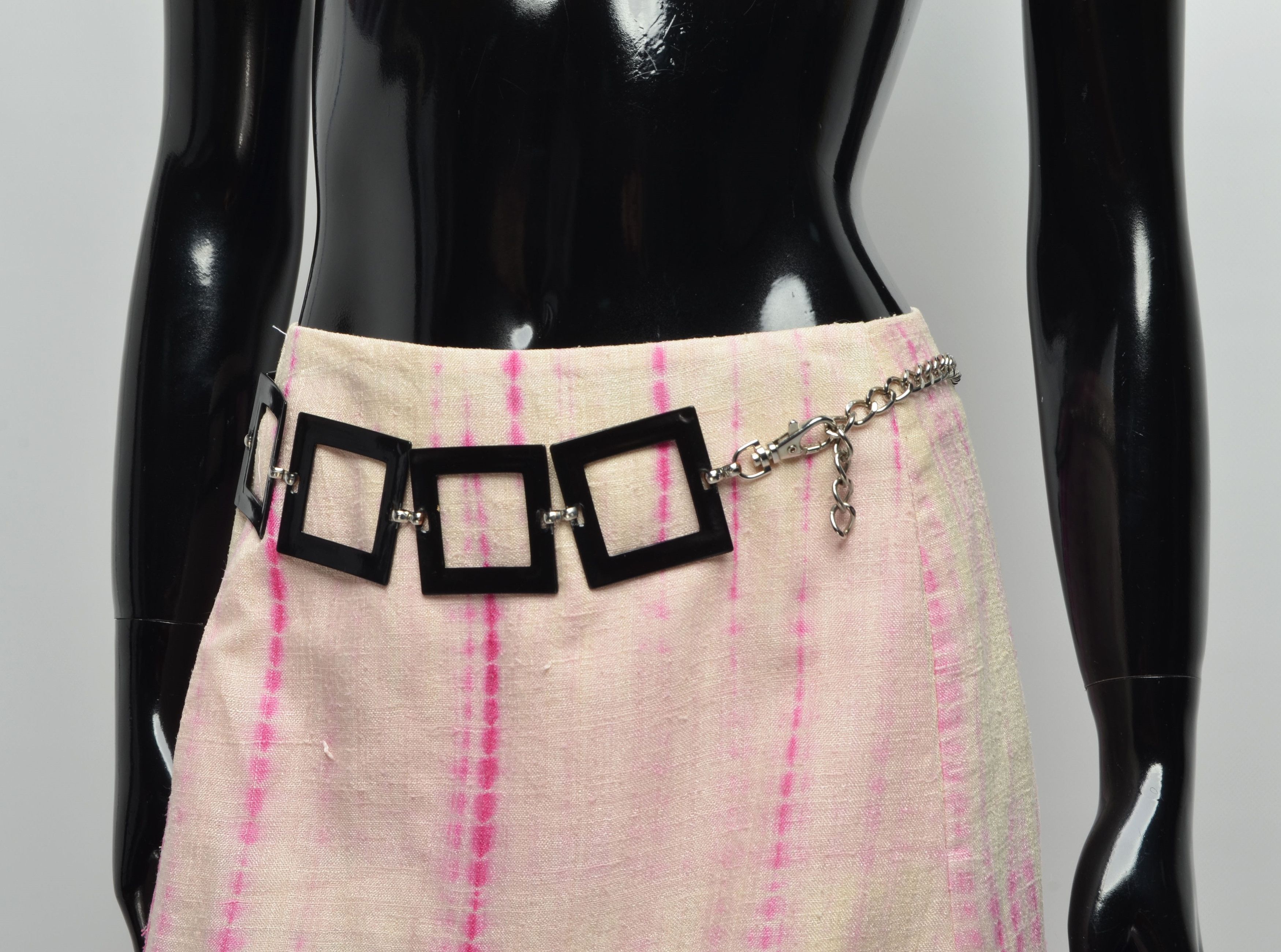 Vintage Vintage Geometric Metal Waist Belt with Black Square Links Size ONE SIZE - 4 Thumbnail