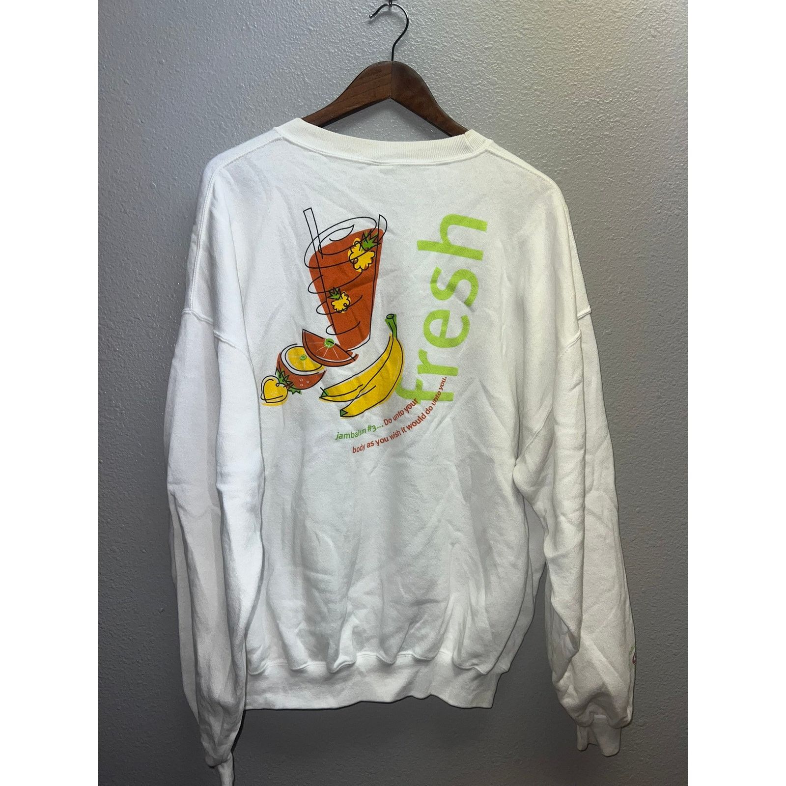 Vintage Vintage Jamba Juice Sweatshirt Natural Crewneck Yellowed 2XL Size US XXL / EU 58 / 5 - 8 Thumbnail