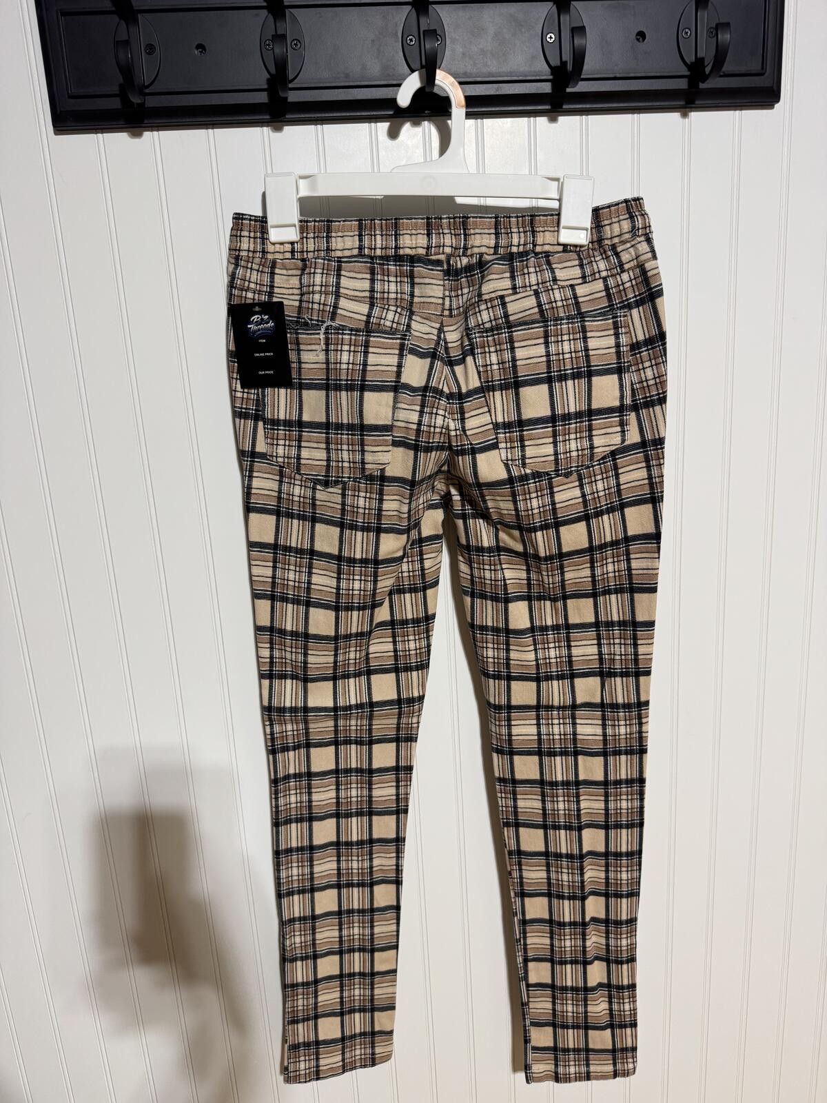 Urban Outfitters Urban Outfitters Beige and Black Plaid Stretch Pants Size S Size 28" / US 6 / IT 42 - 2 Thumbnail
